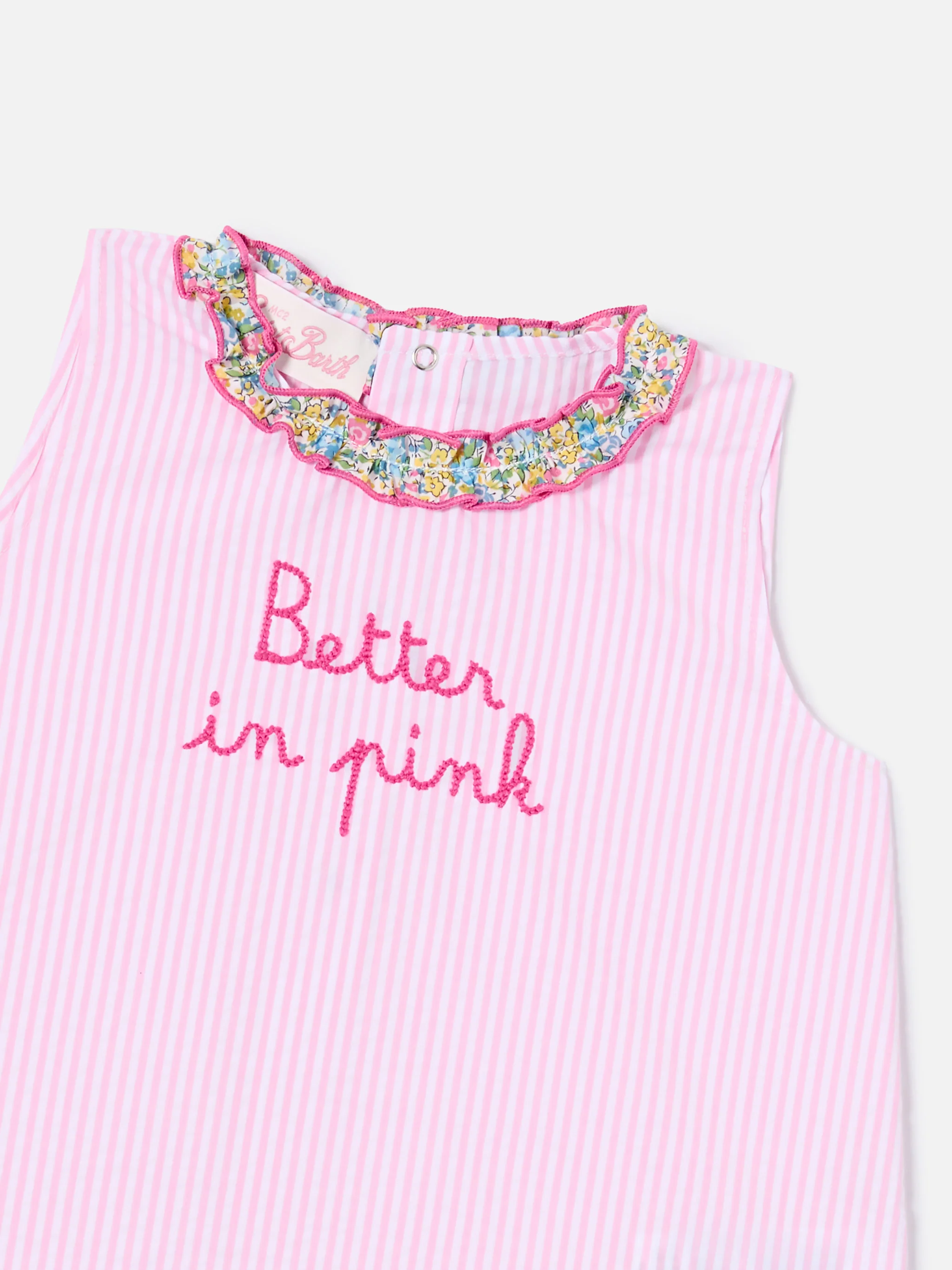 Set Abbie scamiciato e copri pannolino con ricamoBetter in pink | Made with Liberty Fabric - Image 2