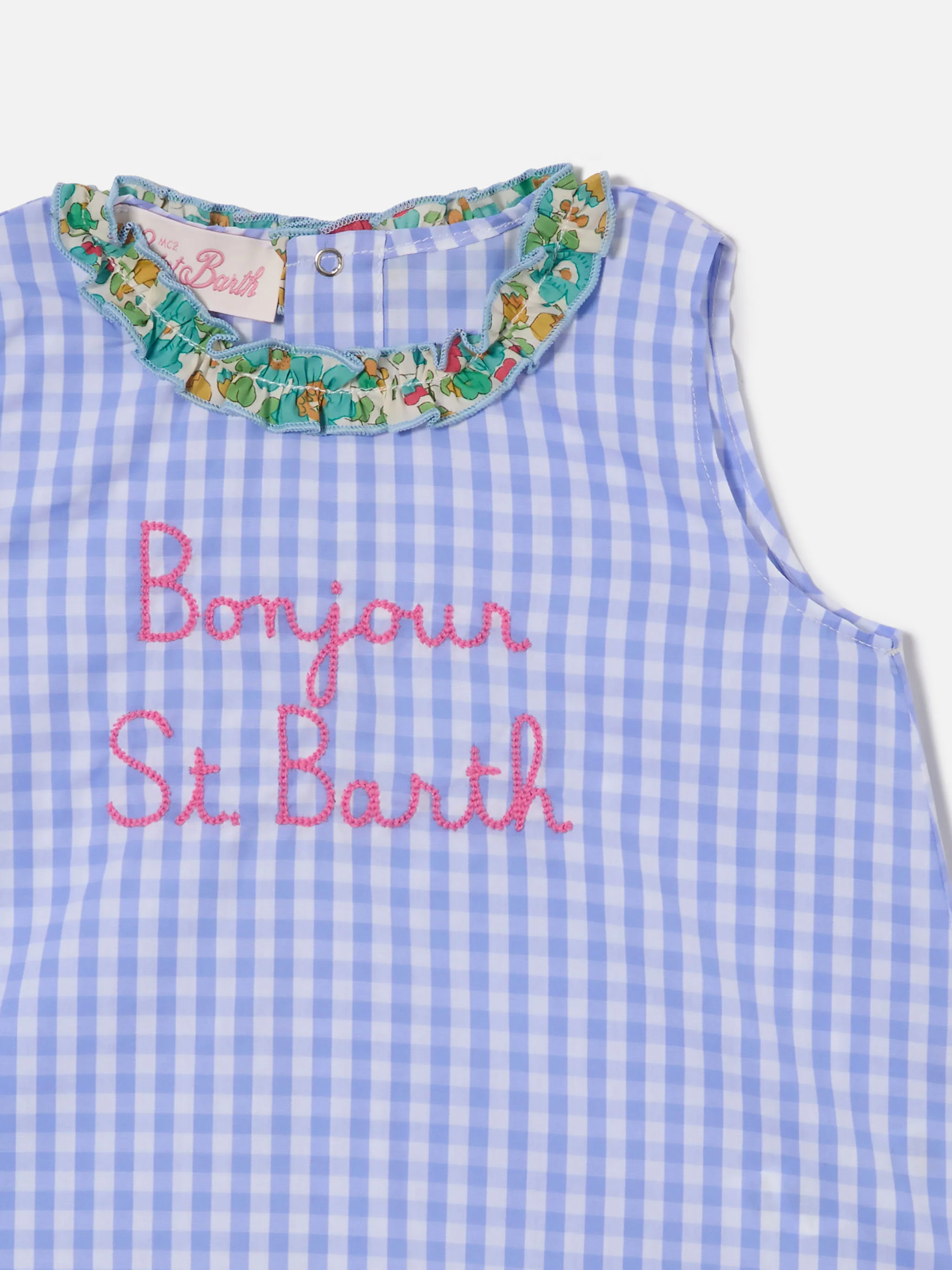 Set Abbie scamiciato e copri pannolino con ricamo Bonjour St. Barth | Made with Liberty Fabric - Image 2
