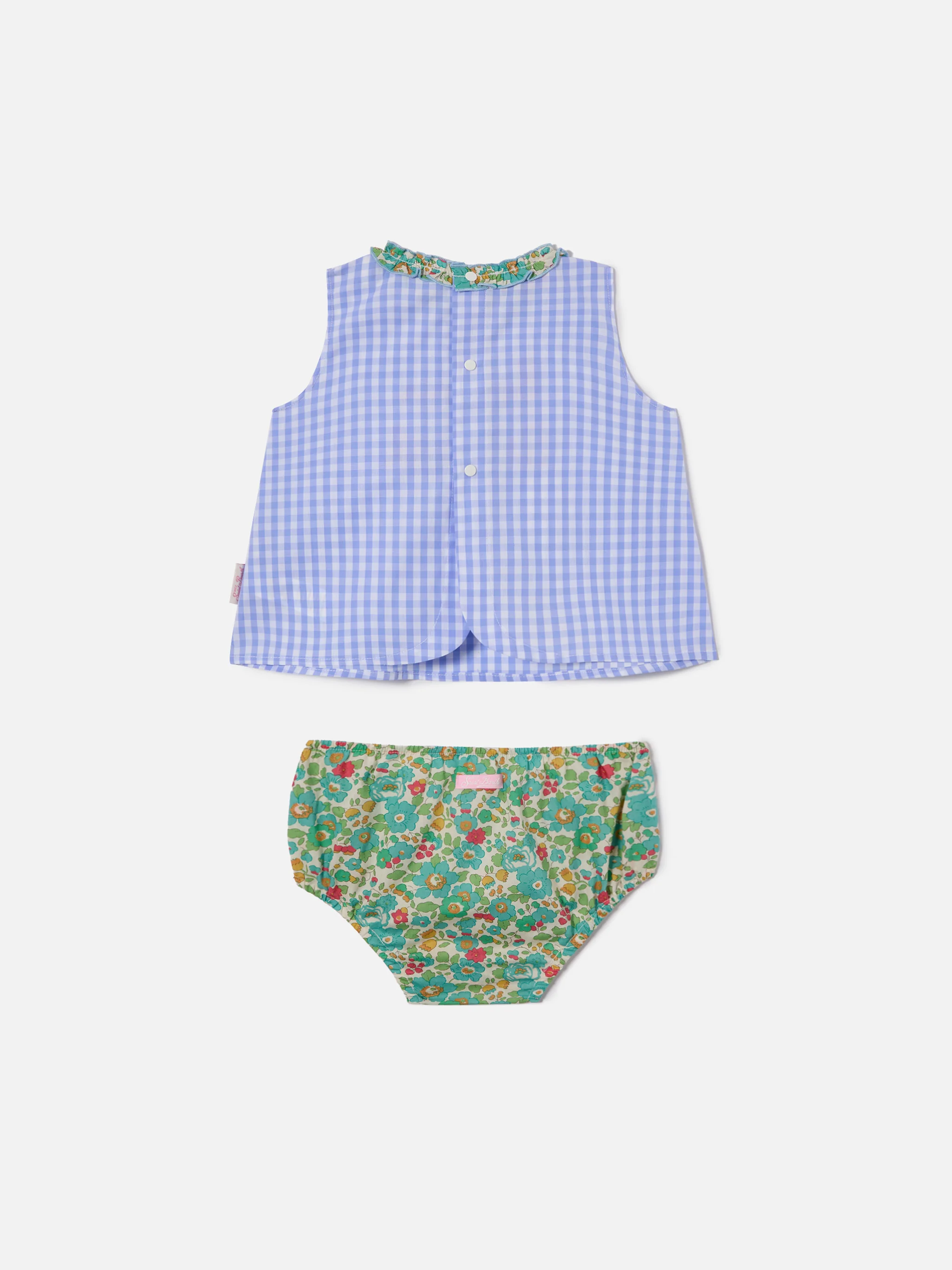 Set Abbie scamiciato e copri pannolino con ricamo Bonjour St. Barth | Made with Liberty Fabric - Image 3