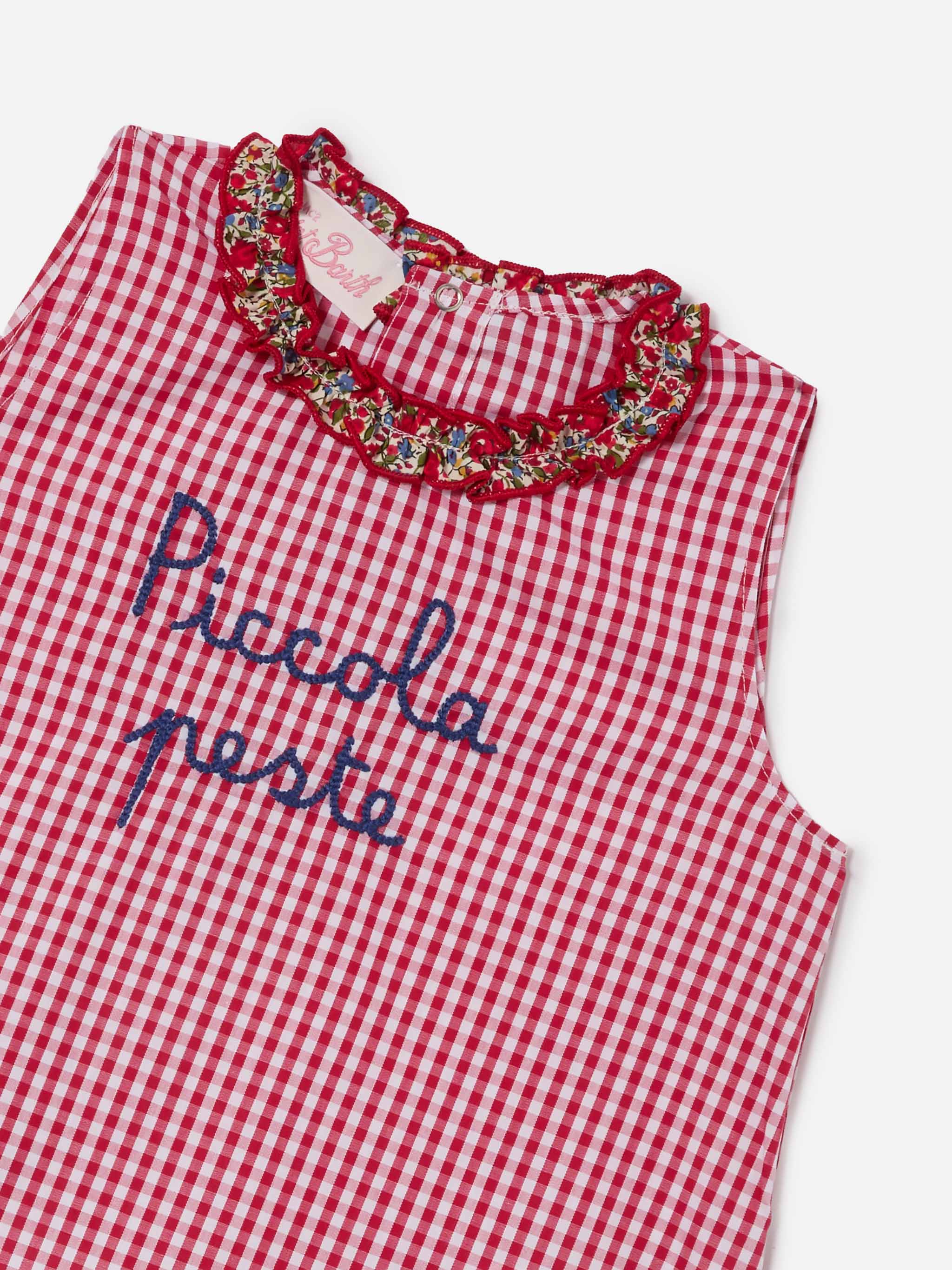 Set Abbie scamiciato e copri pannolino con ricamo Piccola peste | Made with Liberty Fabric - Image 2