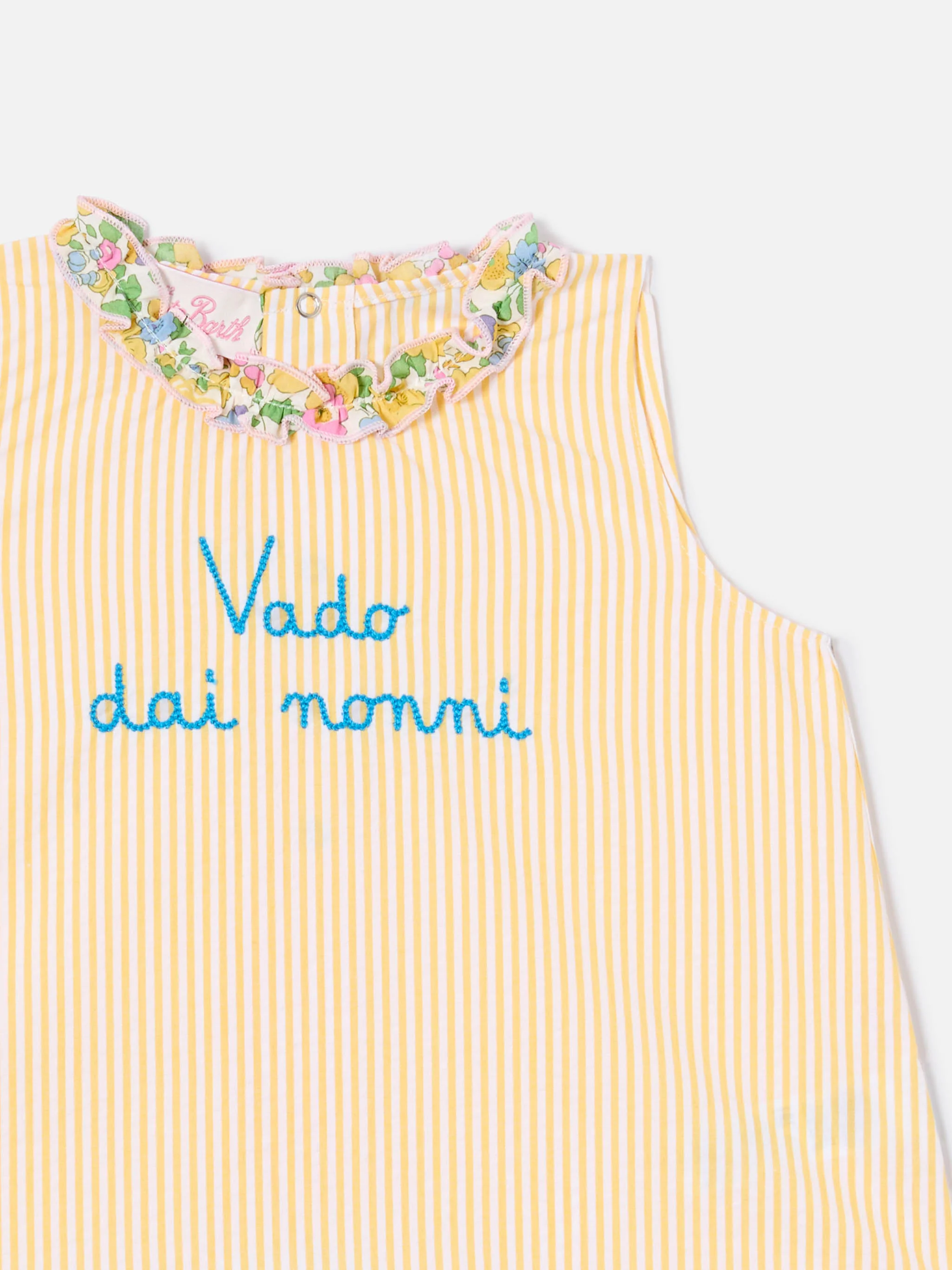 Set Abbie scamiciato e copri pannolino con ricamo Vado dai nonni | Made with Liberty Fabric - Image 2
