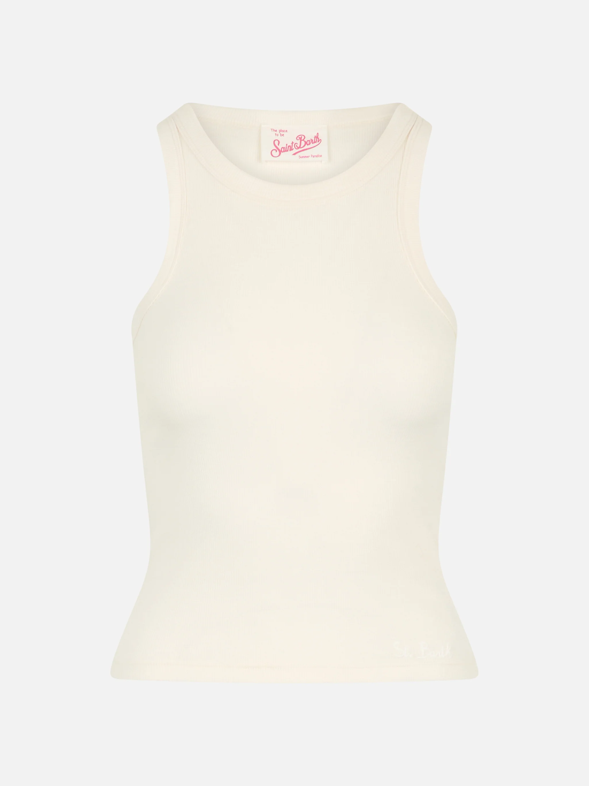 Ada canotta in cotone a coste off-white - Image 3