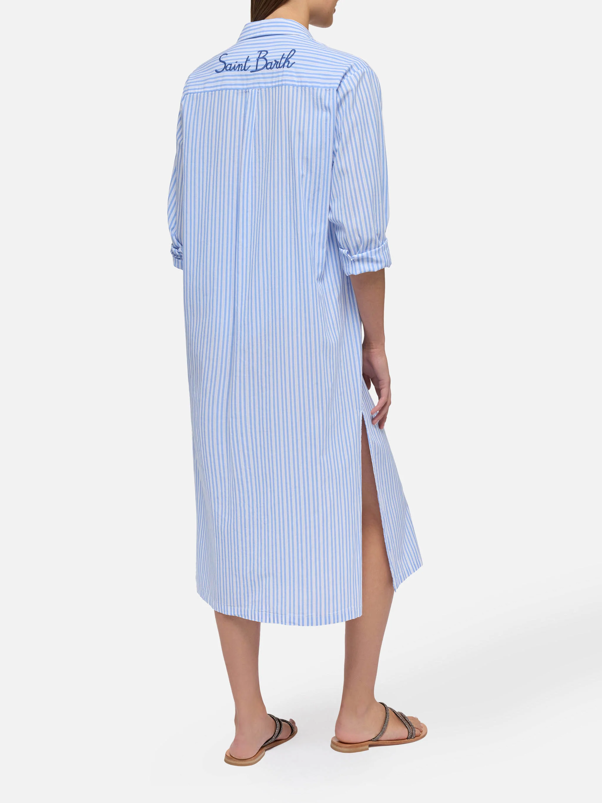 Abito maxi in cotone con stampa a righe Adeline - Image 6