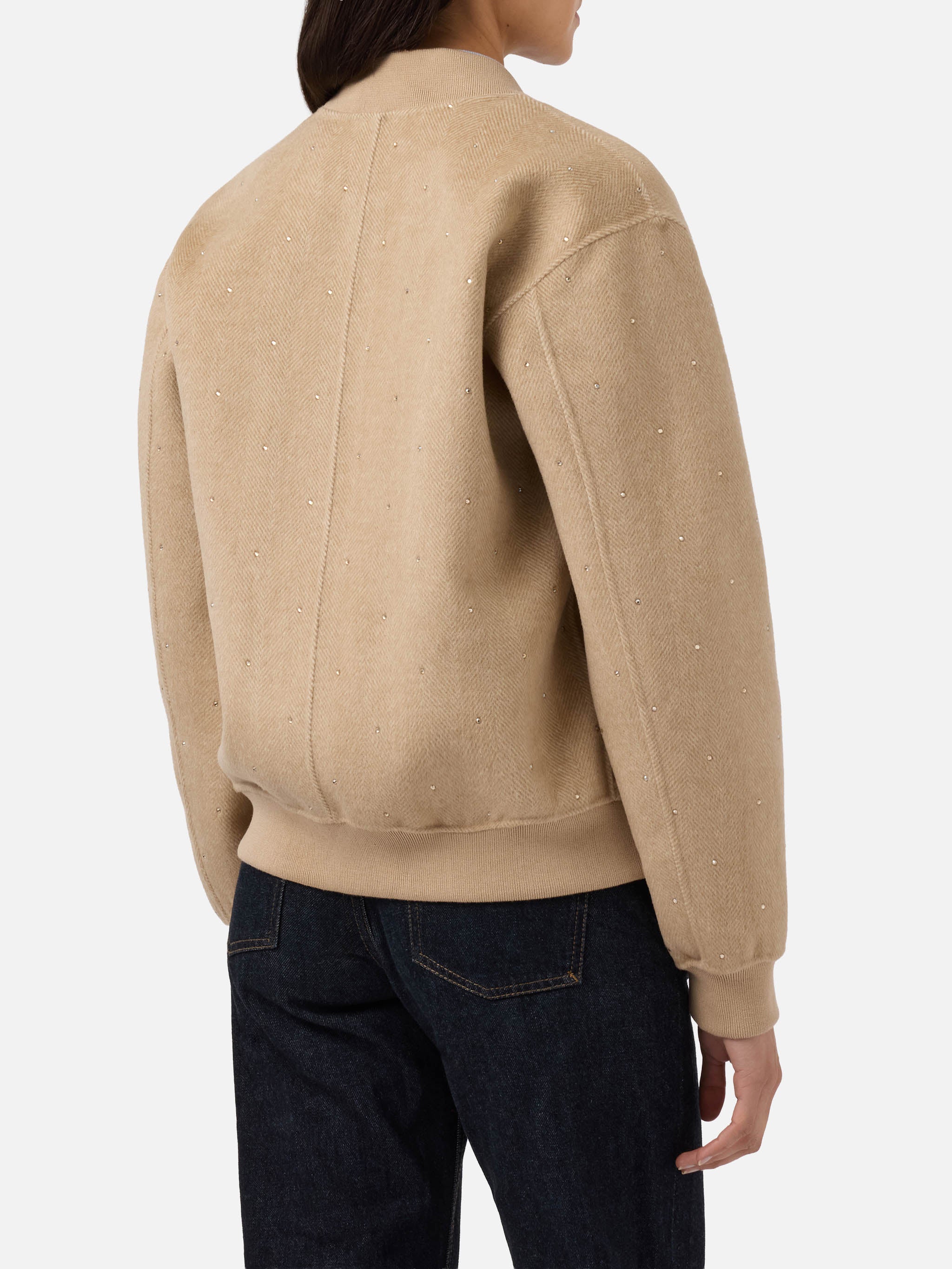 Bomber Adrien in tessuto double a spina di pesce con strass - Image 4