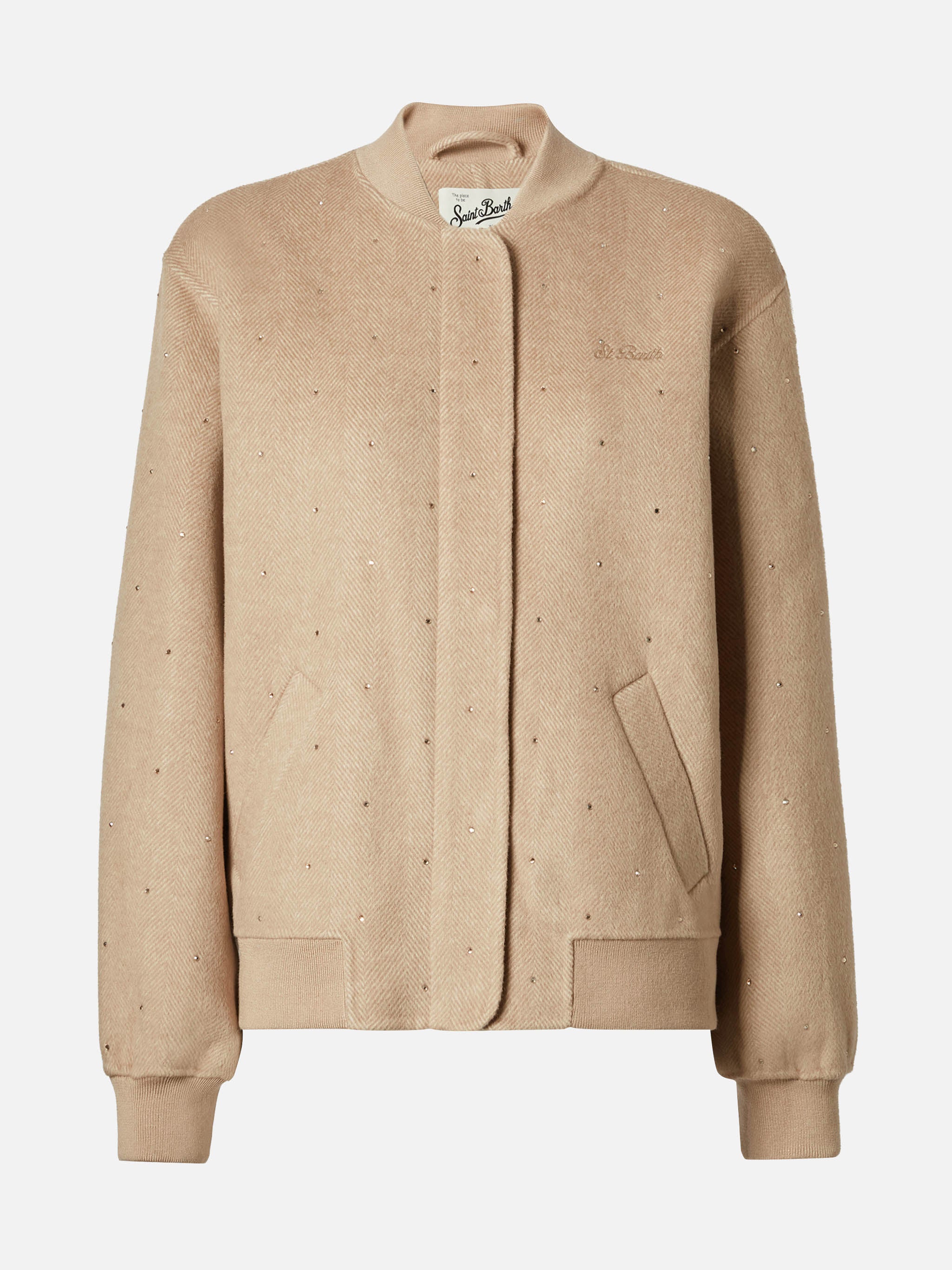 Bomber Adrien in tessuto double a spina di pesce con strass - Image 6