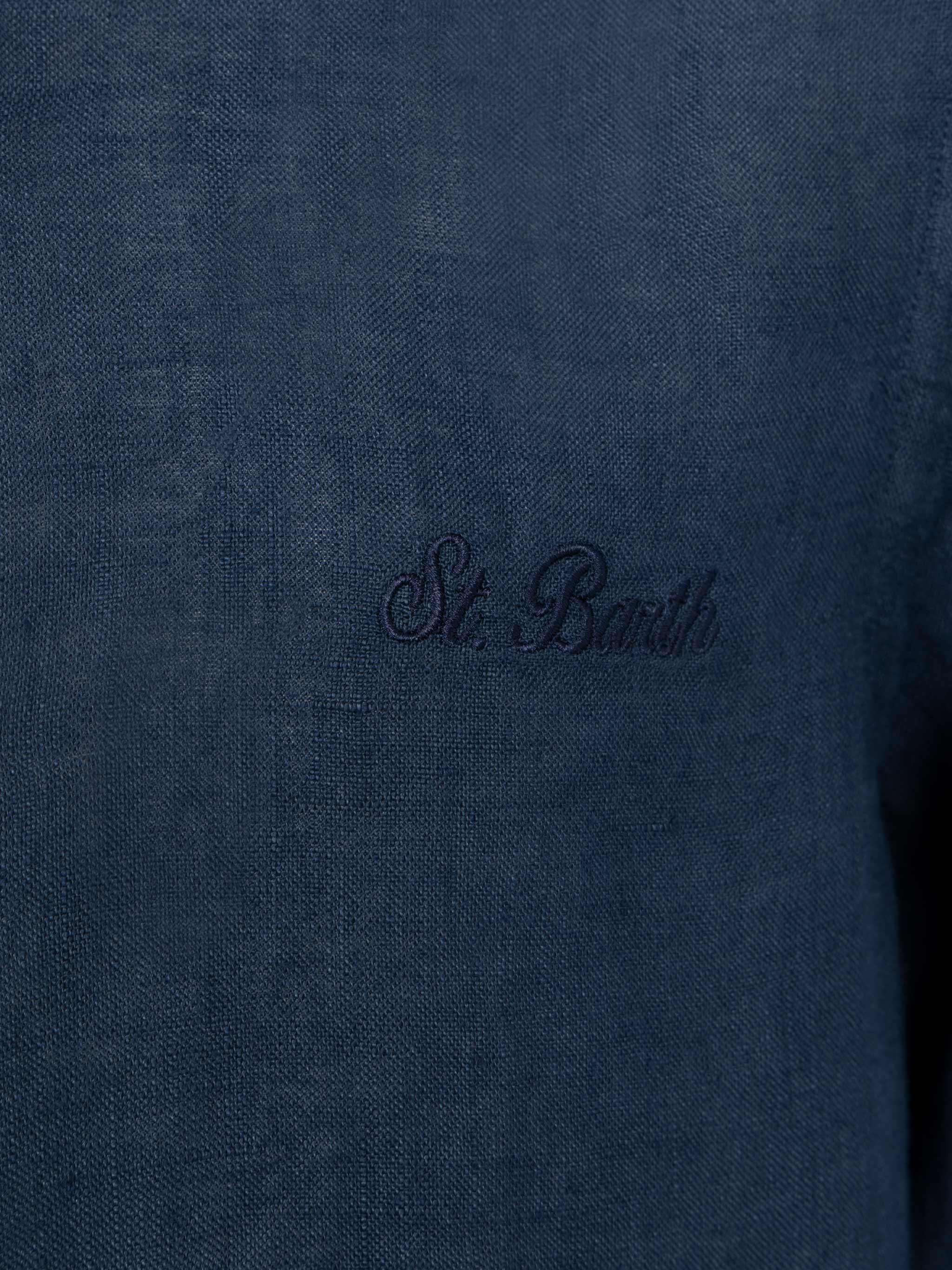 Camicia Agnes in lino blu navy - Image 3