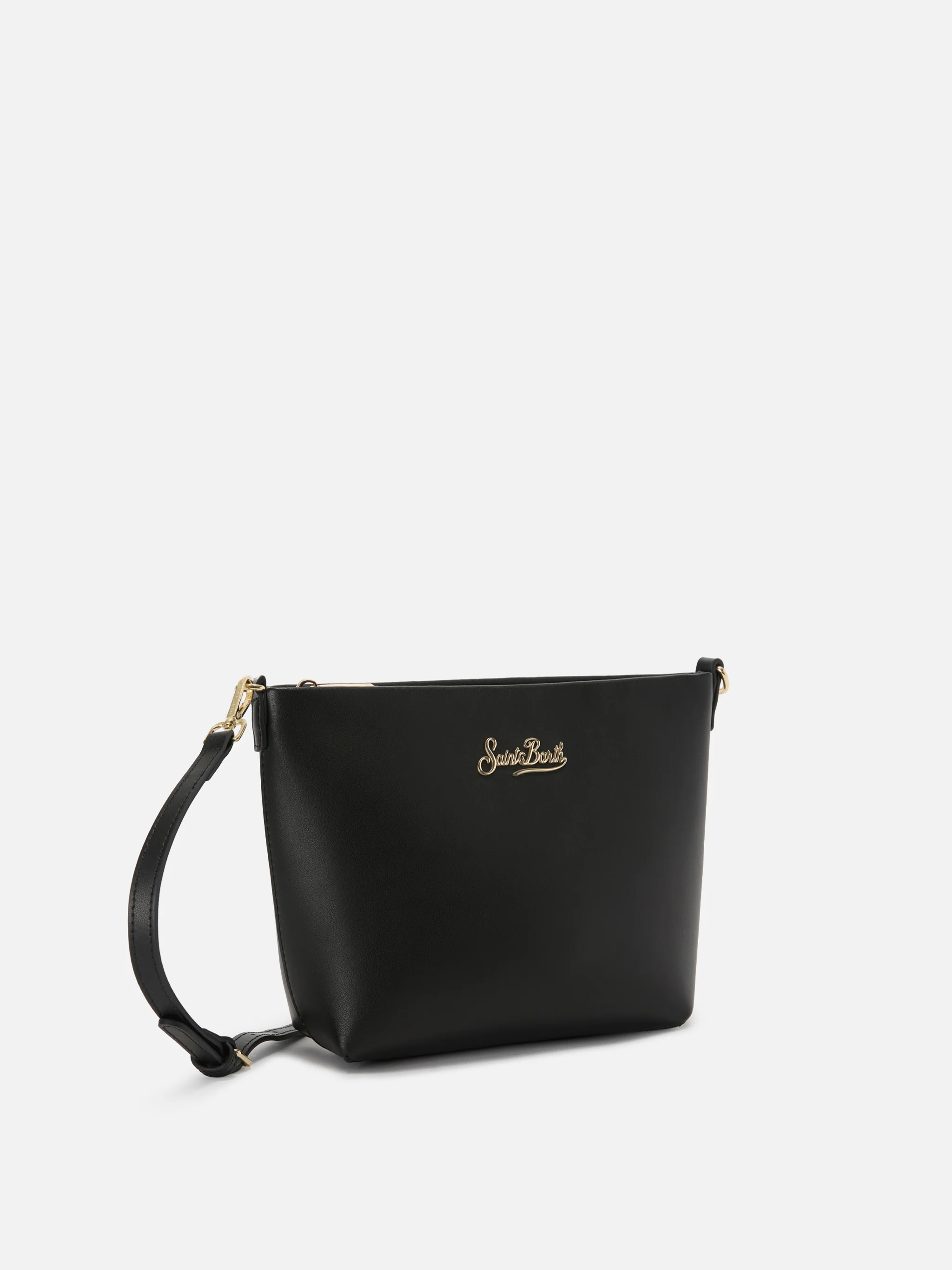 Borsa Aline in pelle liscia nera con placchetta logo - Image 2
