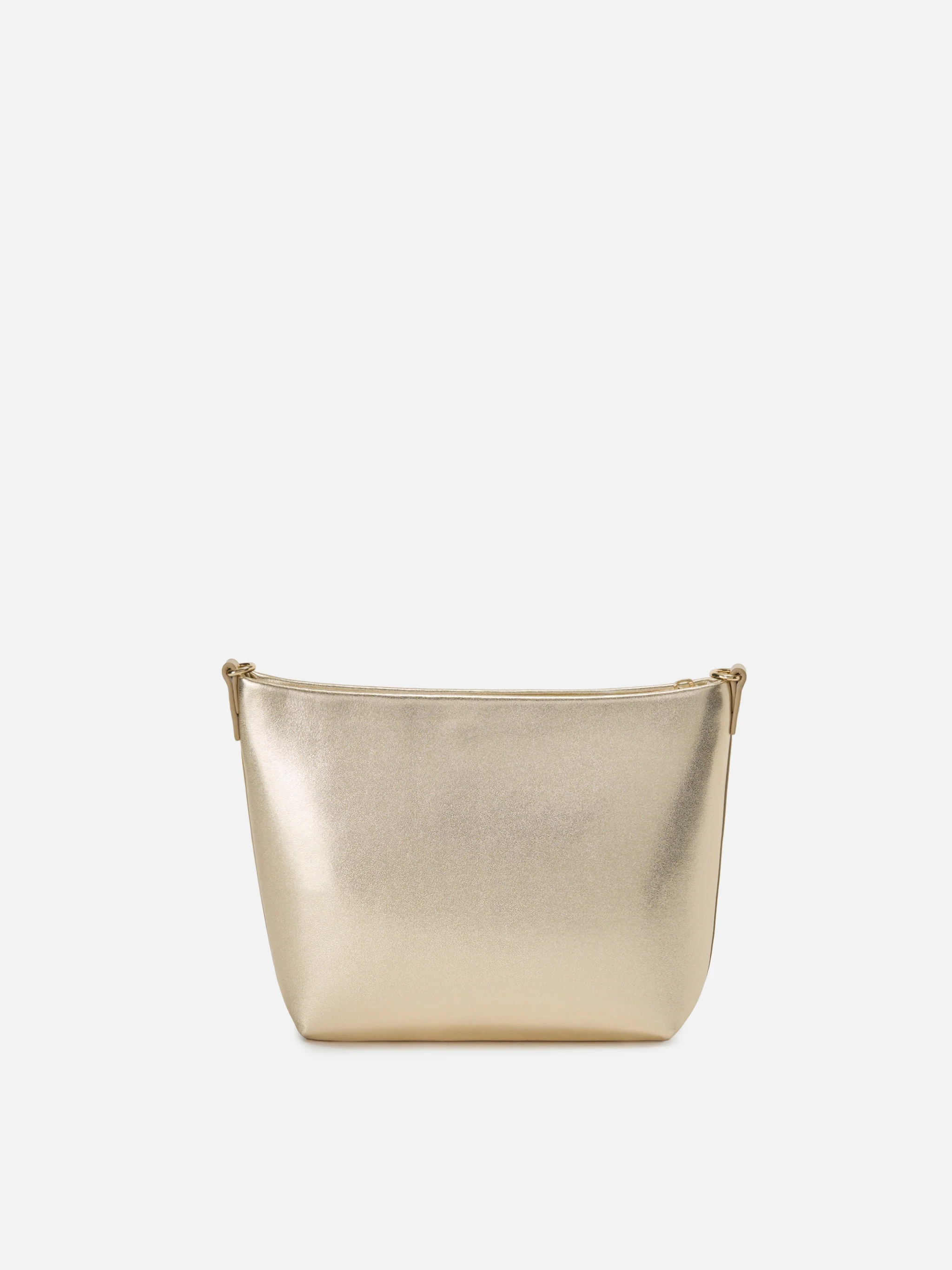 Borsa Aline in pelle laminata oro con placchetta logo - Image 4