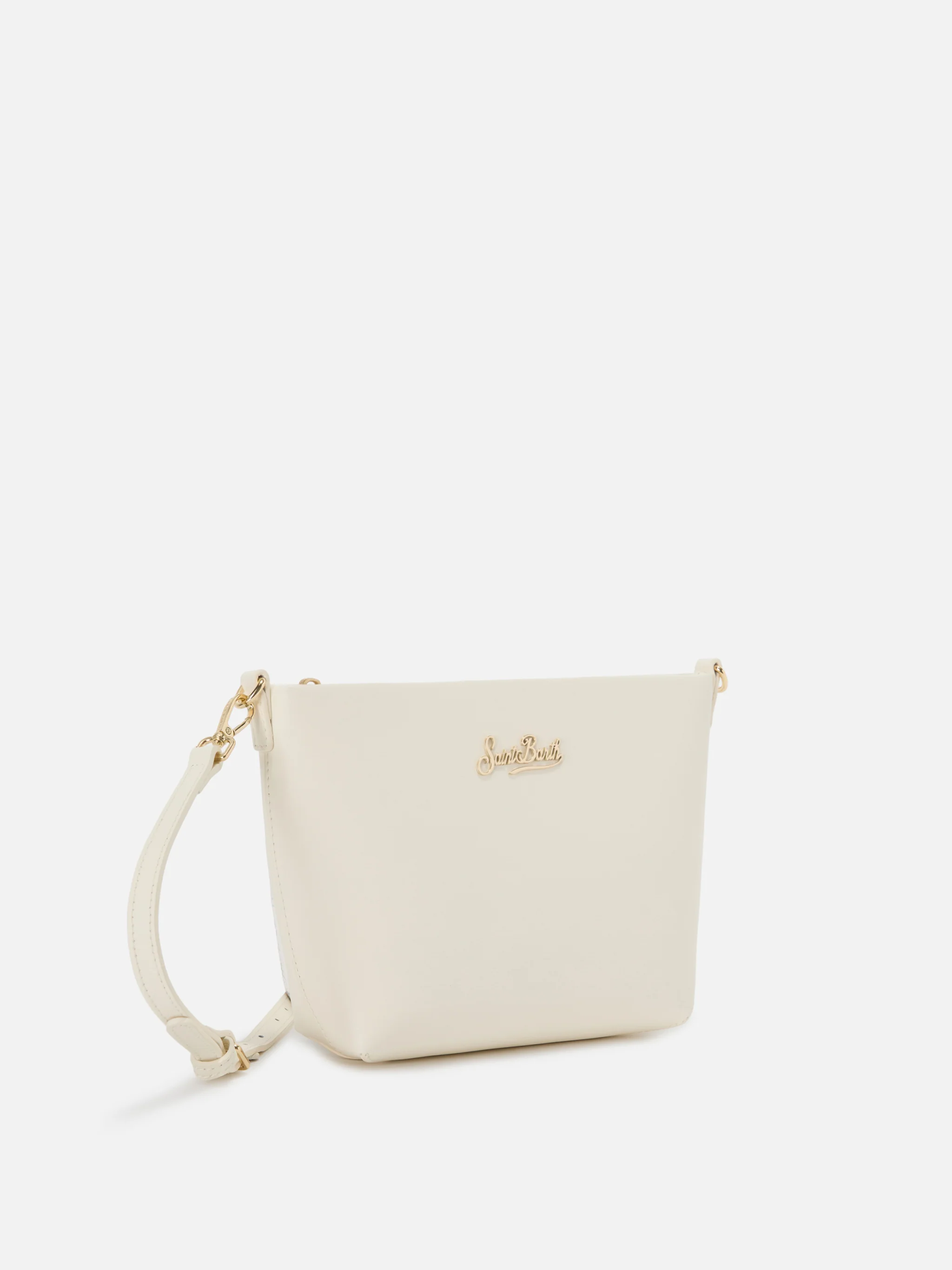 Borsa Aline in pelle liscia bianca con placchetta logo - Image 2