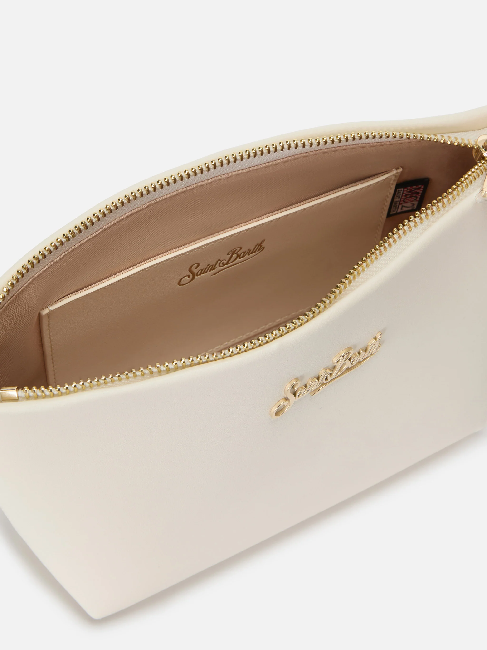 Borsa Aline in pelle liscia bianca con placchetta logo - Image 4
