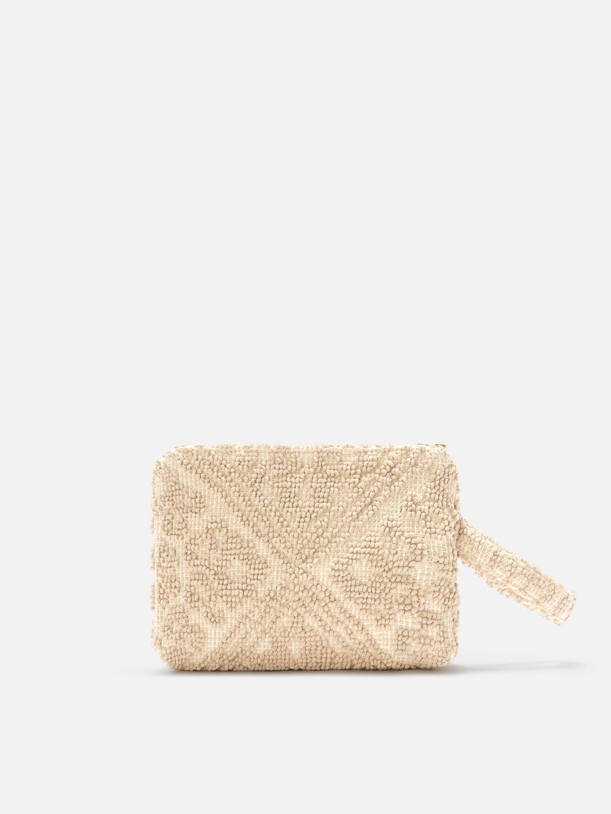 Pochette Aline in cotone beige con ricamo tufting - Image 3