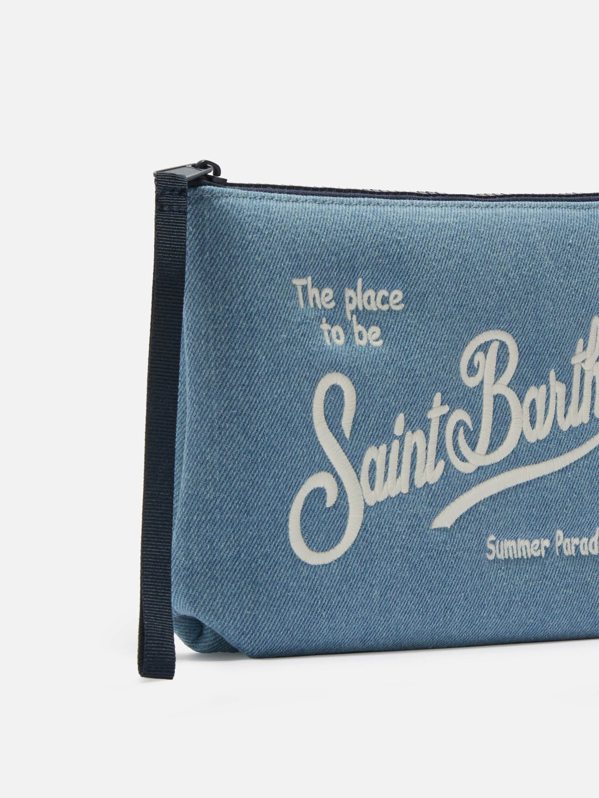 Pochette Aline in effetto denim blu - Image 2