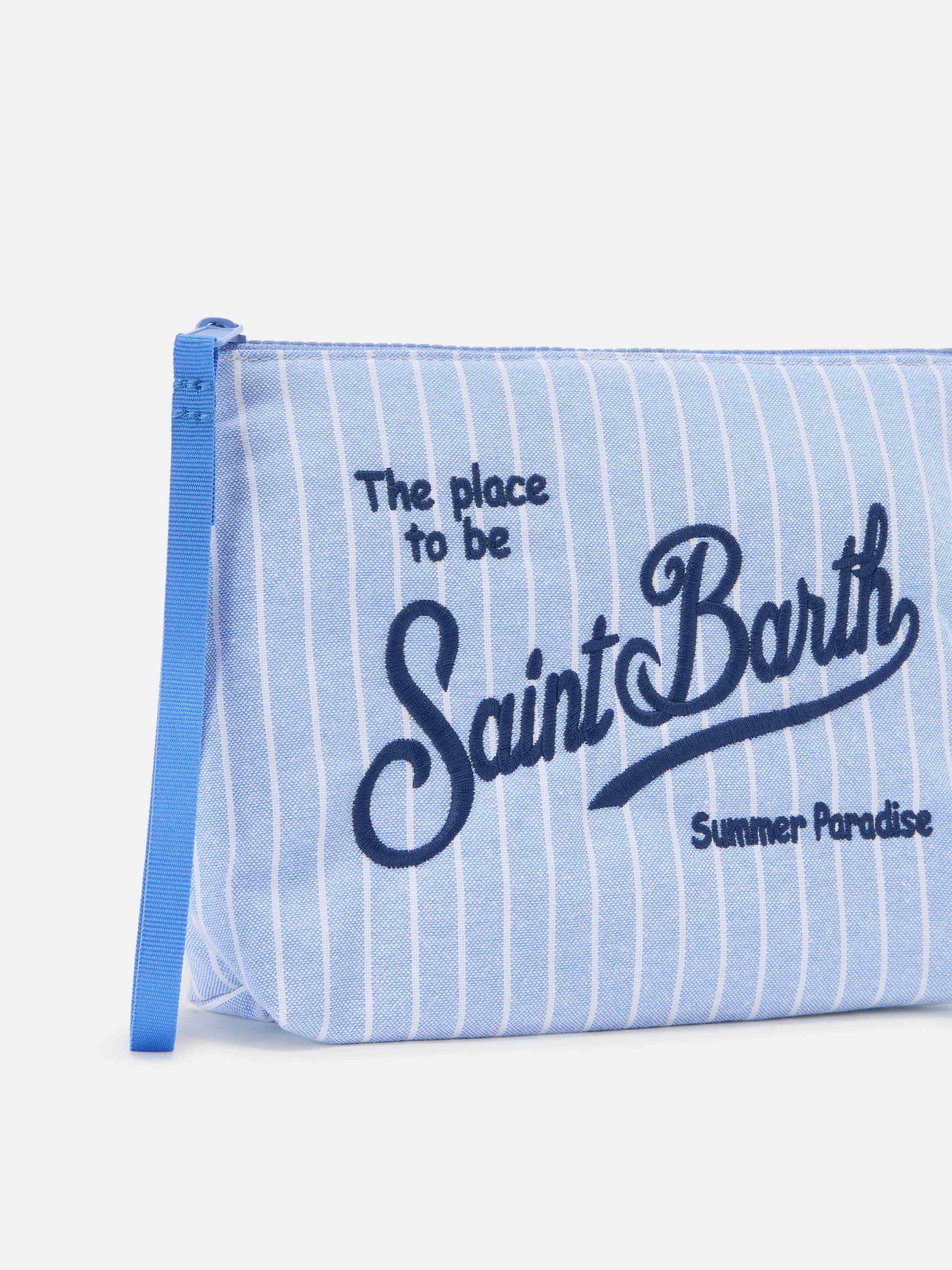 Pochette Aline in cotone blu a righe - Image 2