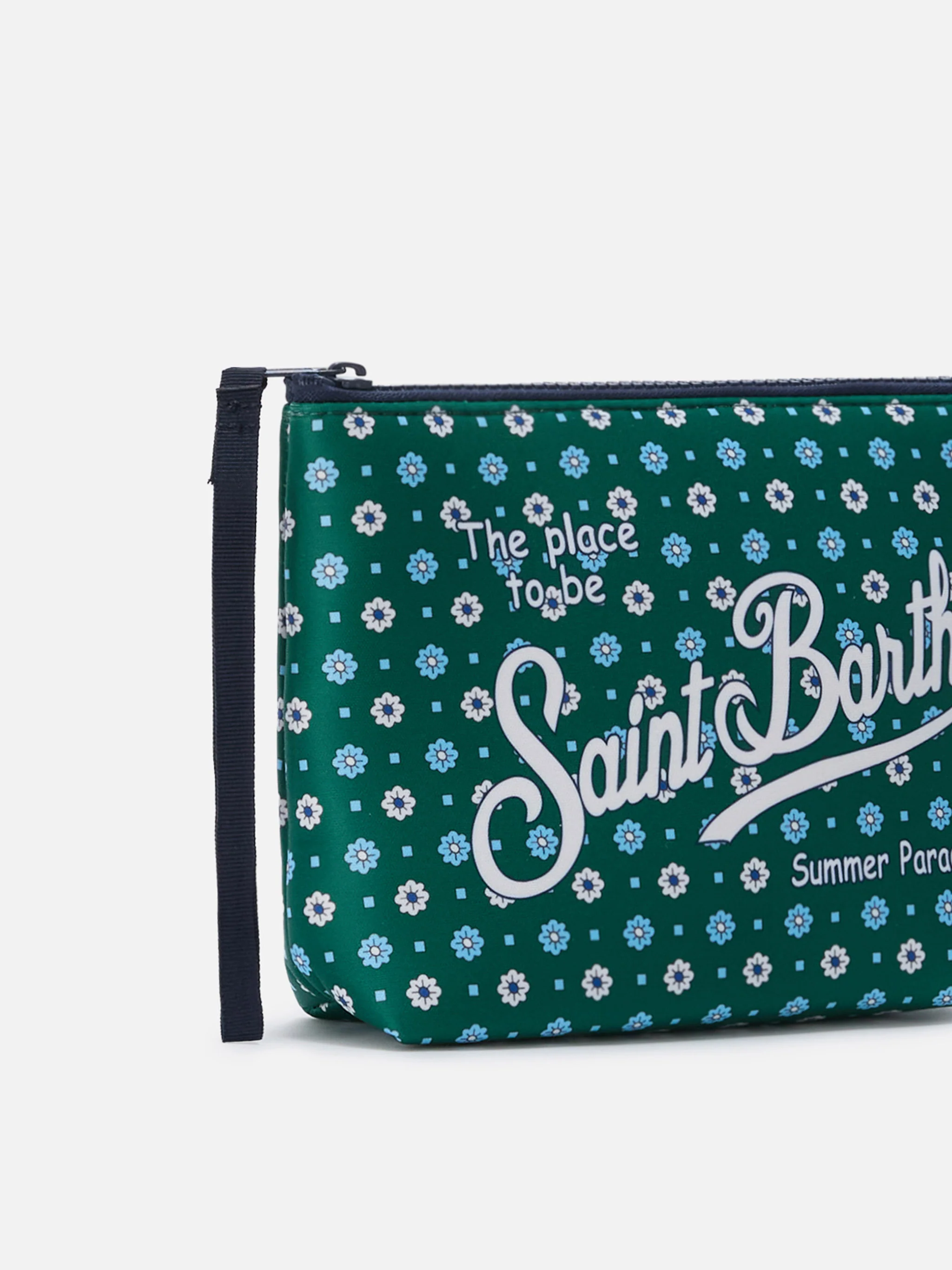 Pochette Aline in scuba verde con stampa a fiori all-over - Image 2
