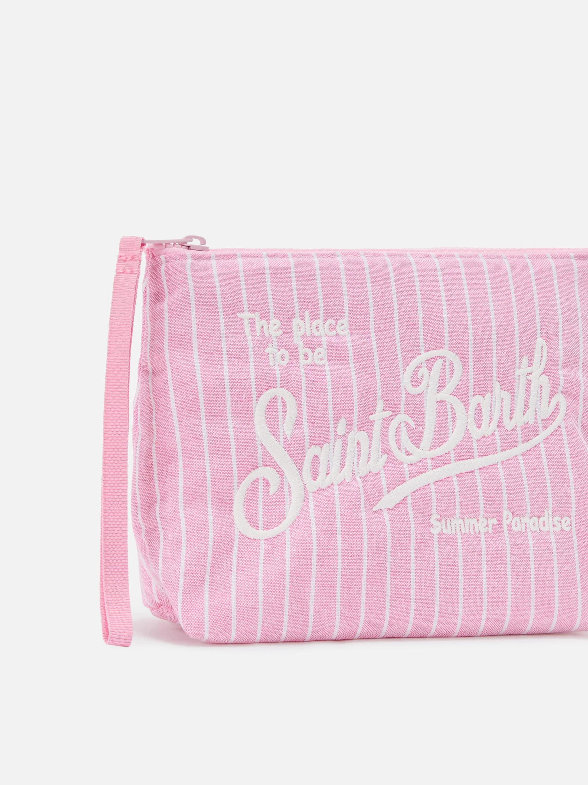 Pochette Aline in cotone rosa a righe - Image 2