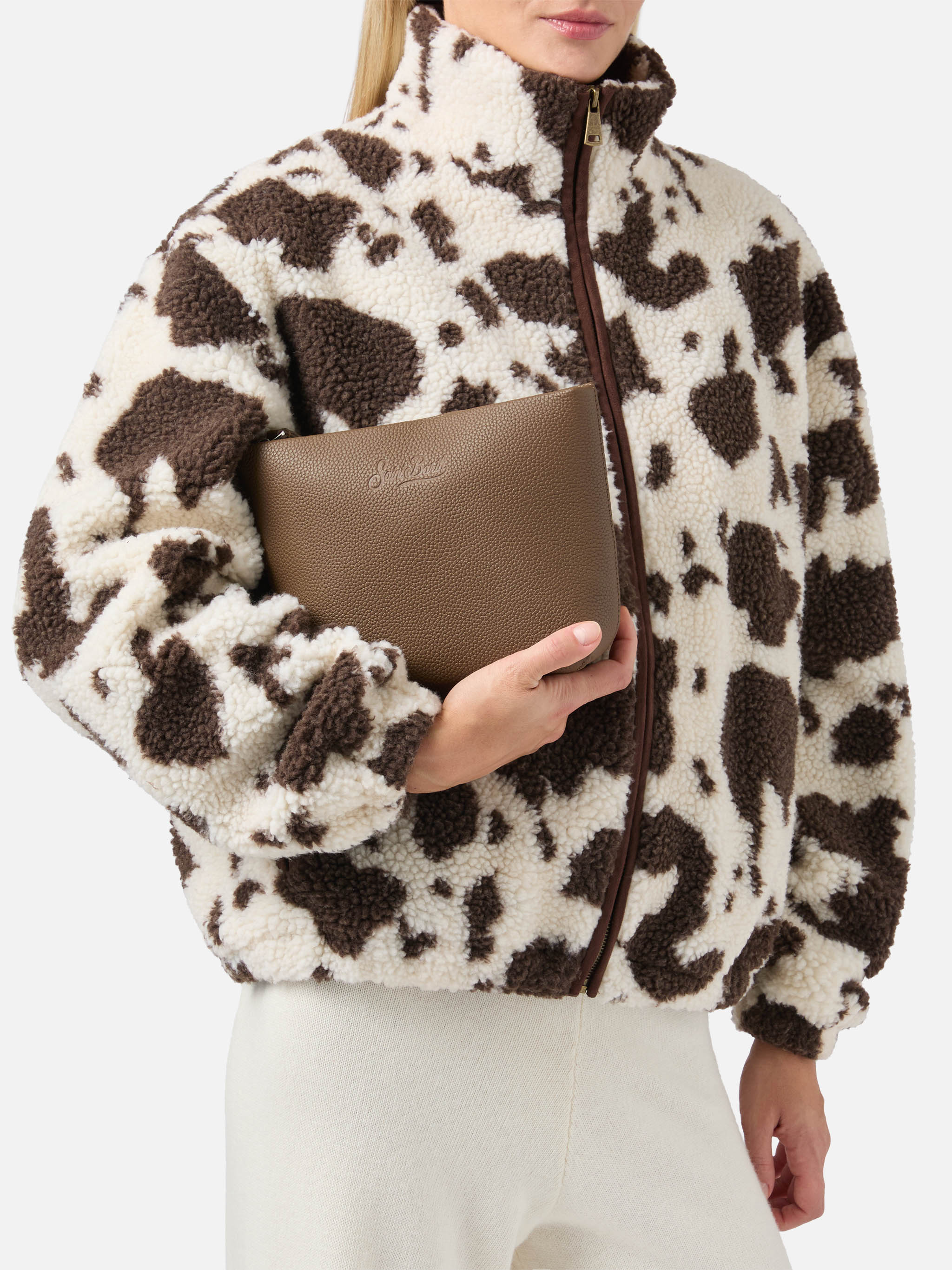 Pochette Aline Pouch in pelle marrone - Image 2