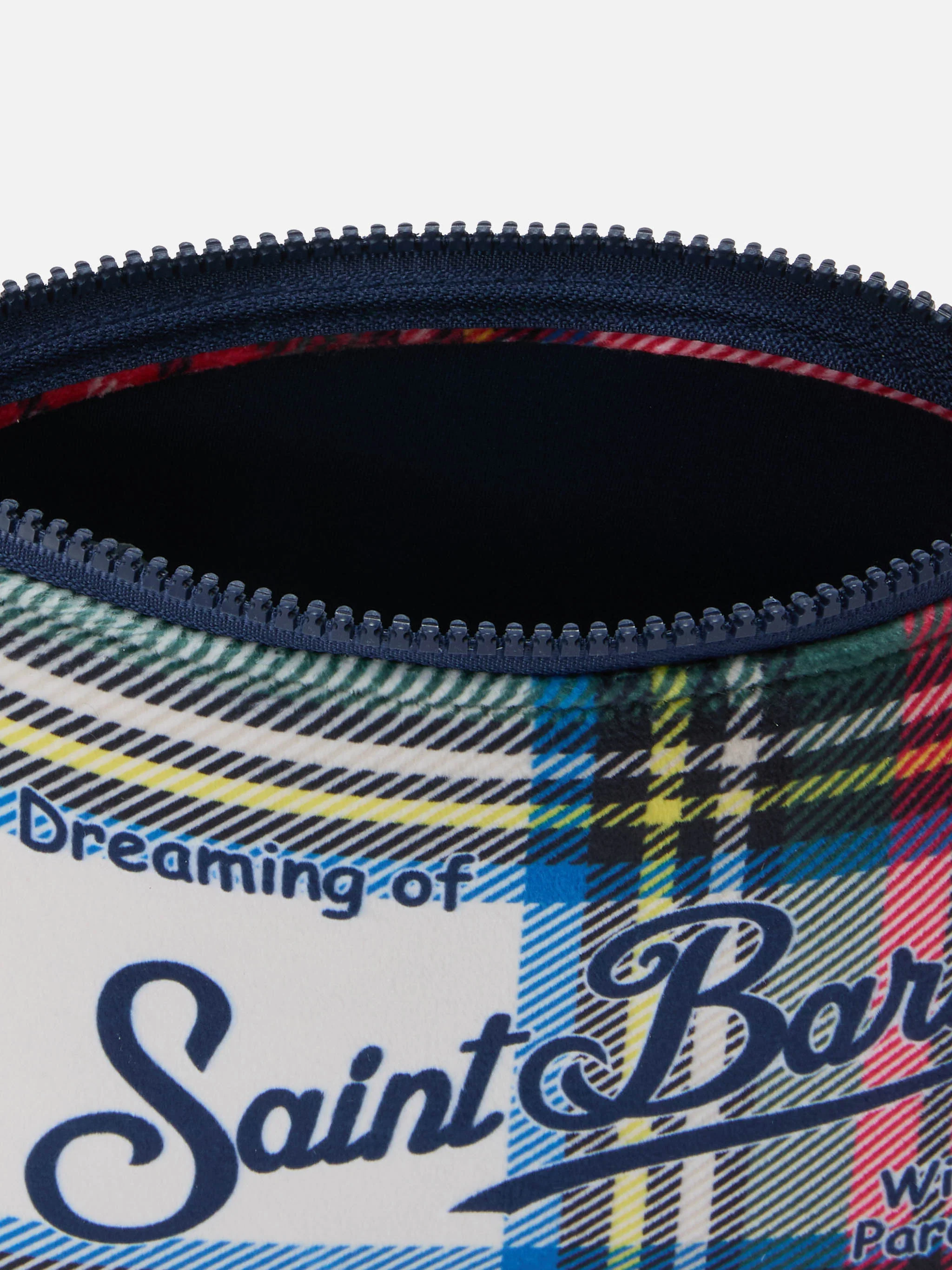 Pochette Aline effetto lana con stampa tartan bianca - Image 3