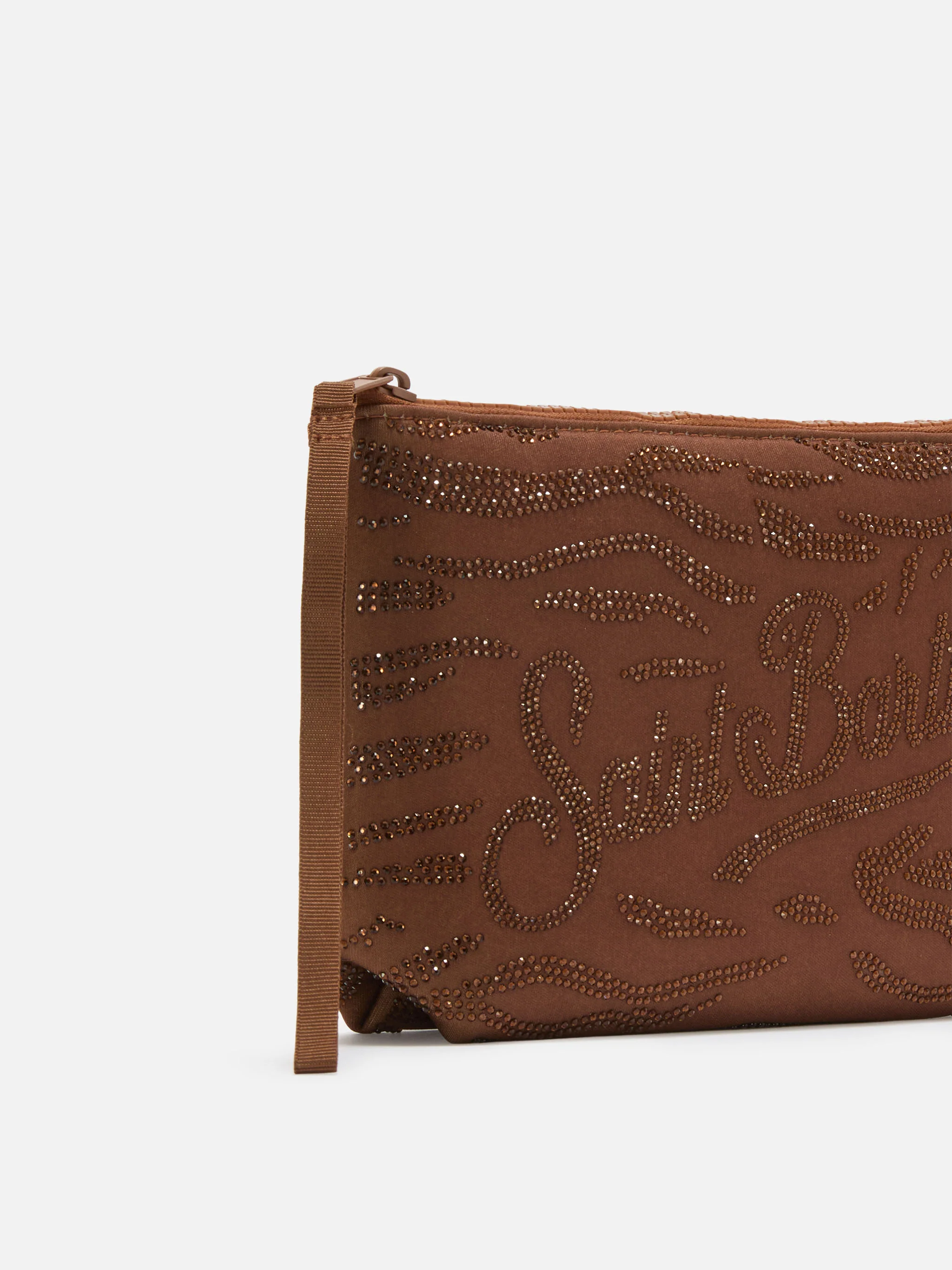 Pochette Aline in scuba marrone con stampa zebrata e strass applicati - Image 2