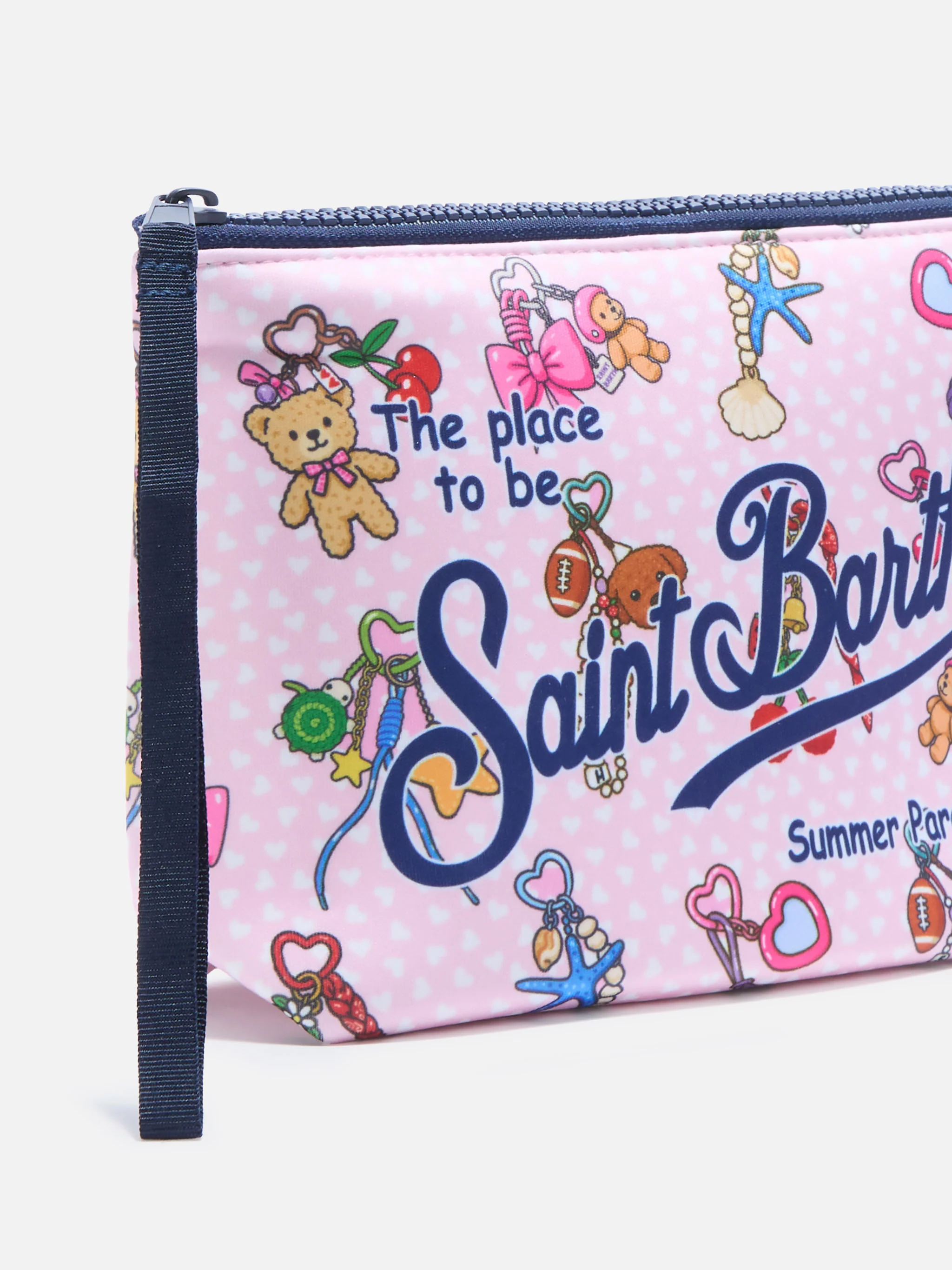 Pochette Aline in scuba rosa con stampa Charms Party - Image 2