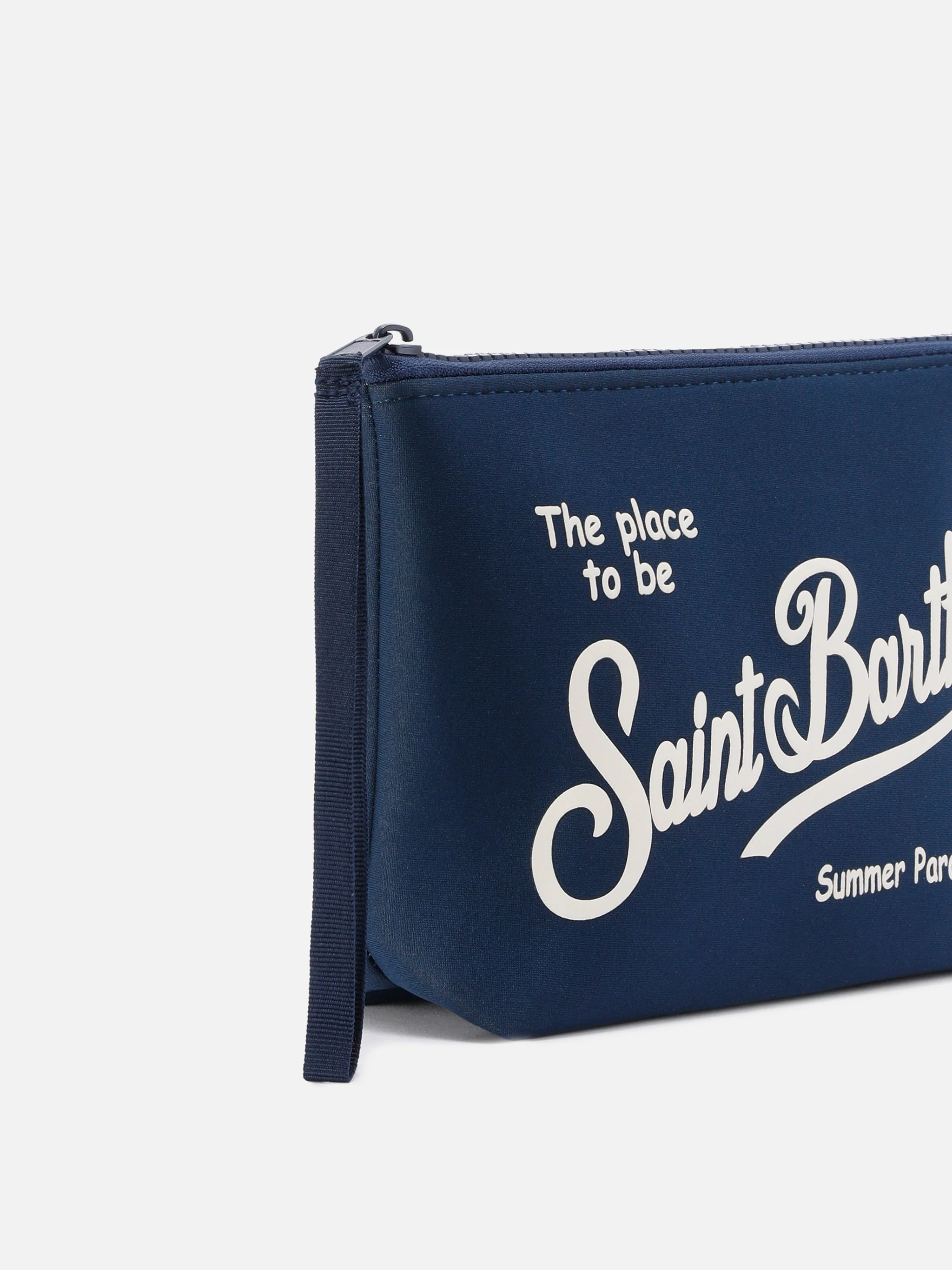Pochette Aline in scuba blu navy con logo stampato - Image 2
