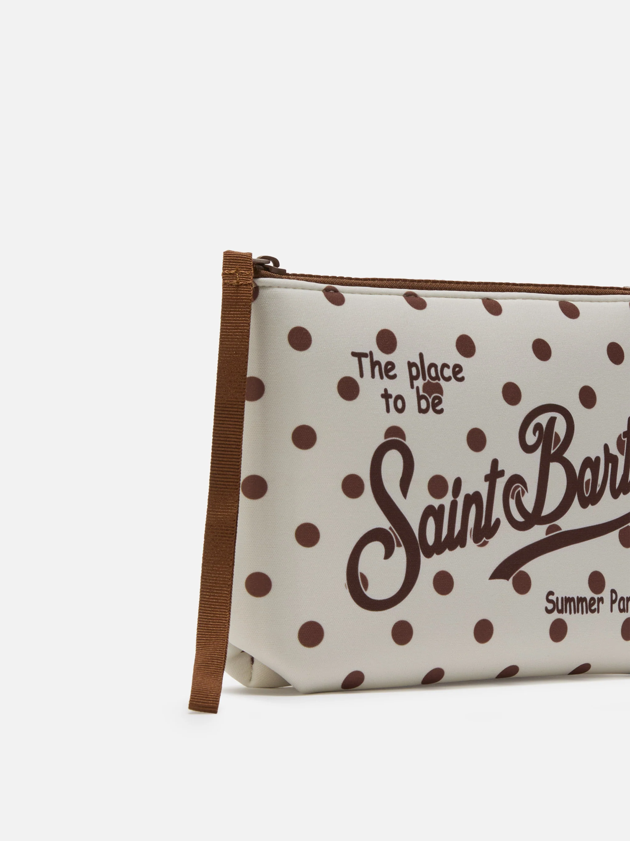 Pochette Aline in scuba con stampa pois beige e bordeaux - Image 2