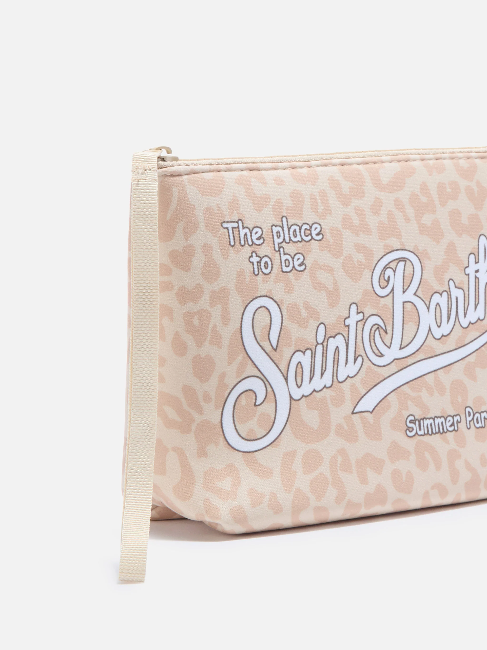 Pochette Aline in scuba con stampa leopardata beige - Image 2