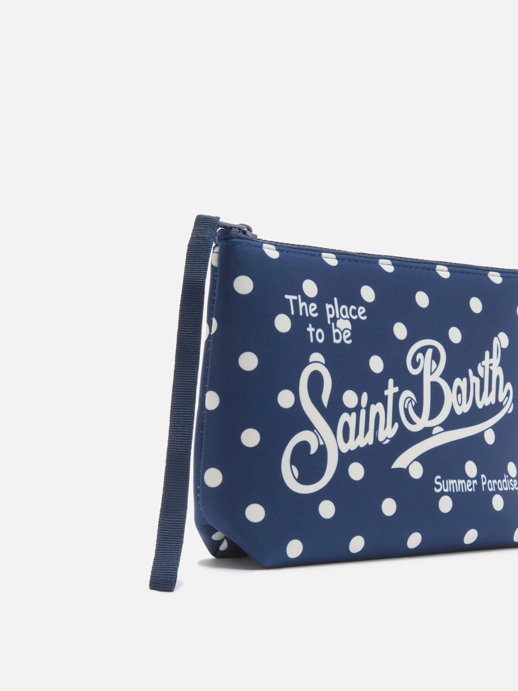 Pochette Aline in scuba con stampa pois blu - Image 2