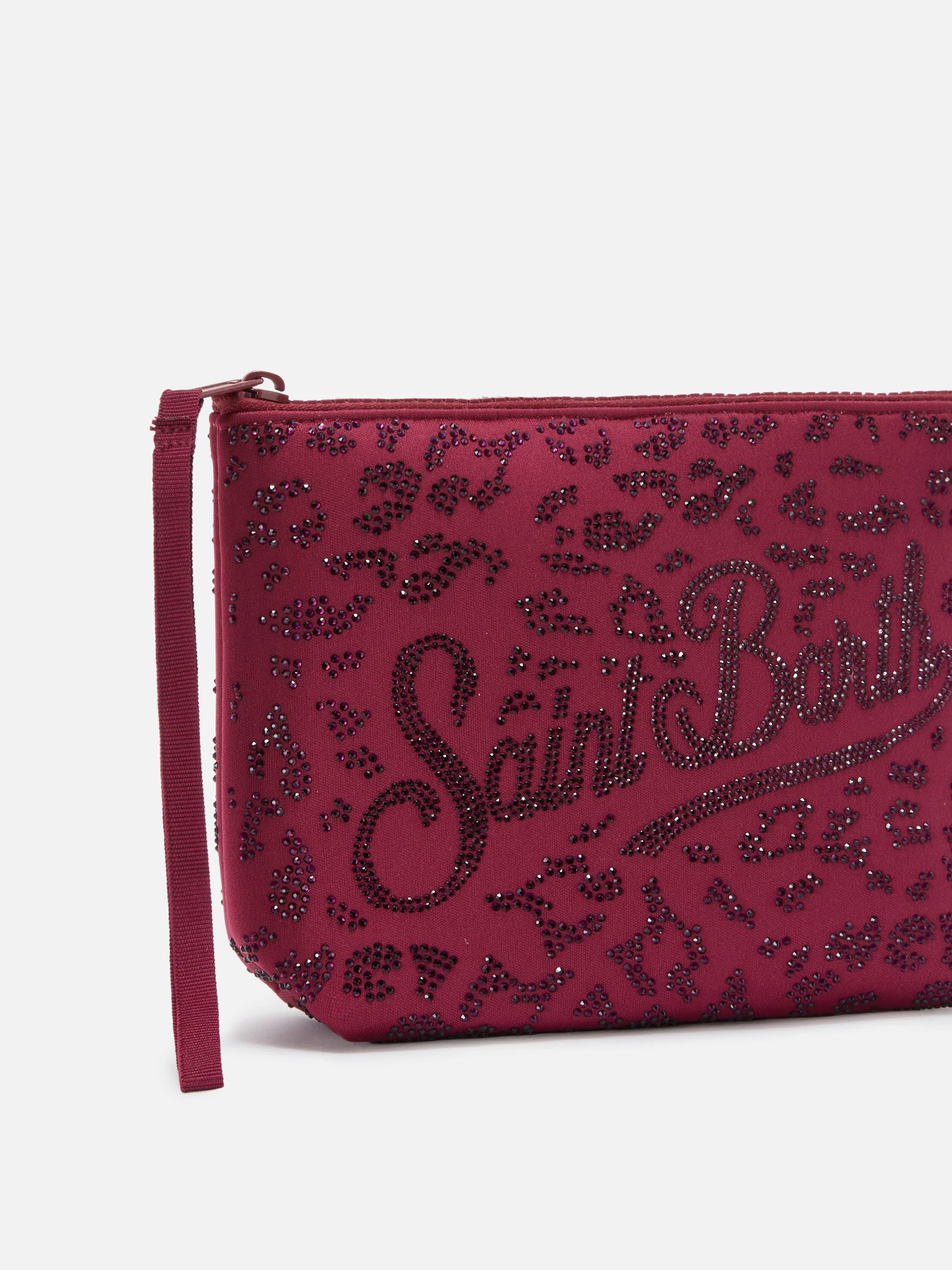 Pochette Aline in scuba con stampa leopardata e strass applicati - Image 2