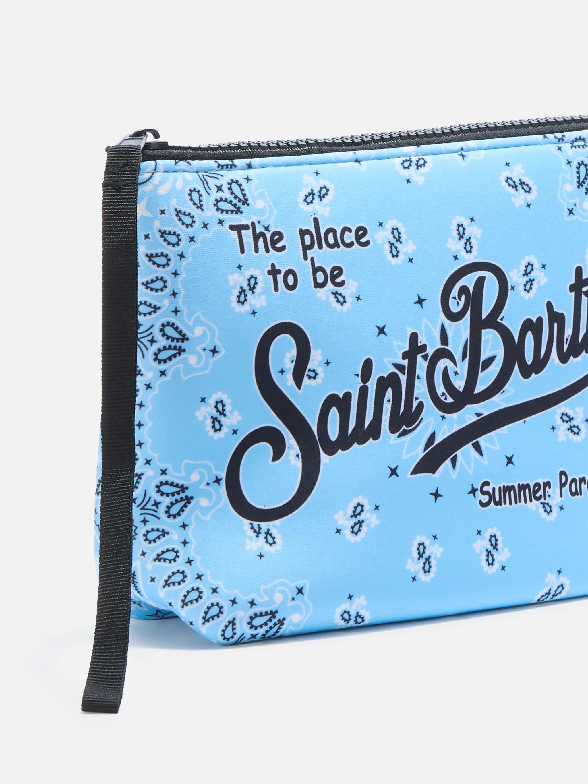 Pochette Aline in scuba con stampa bandana azzurra - Image 2