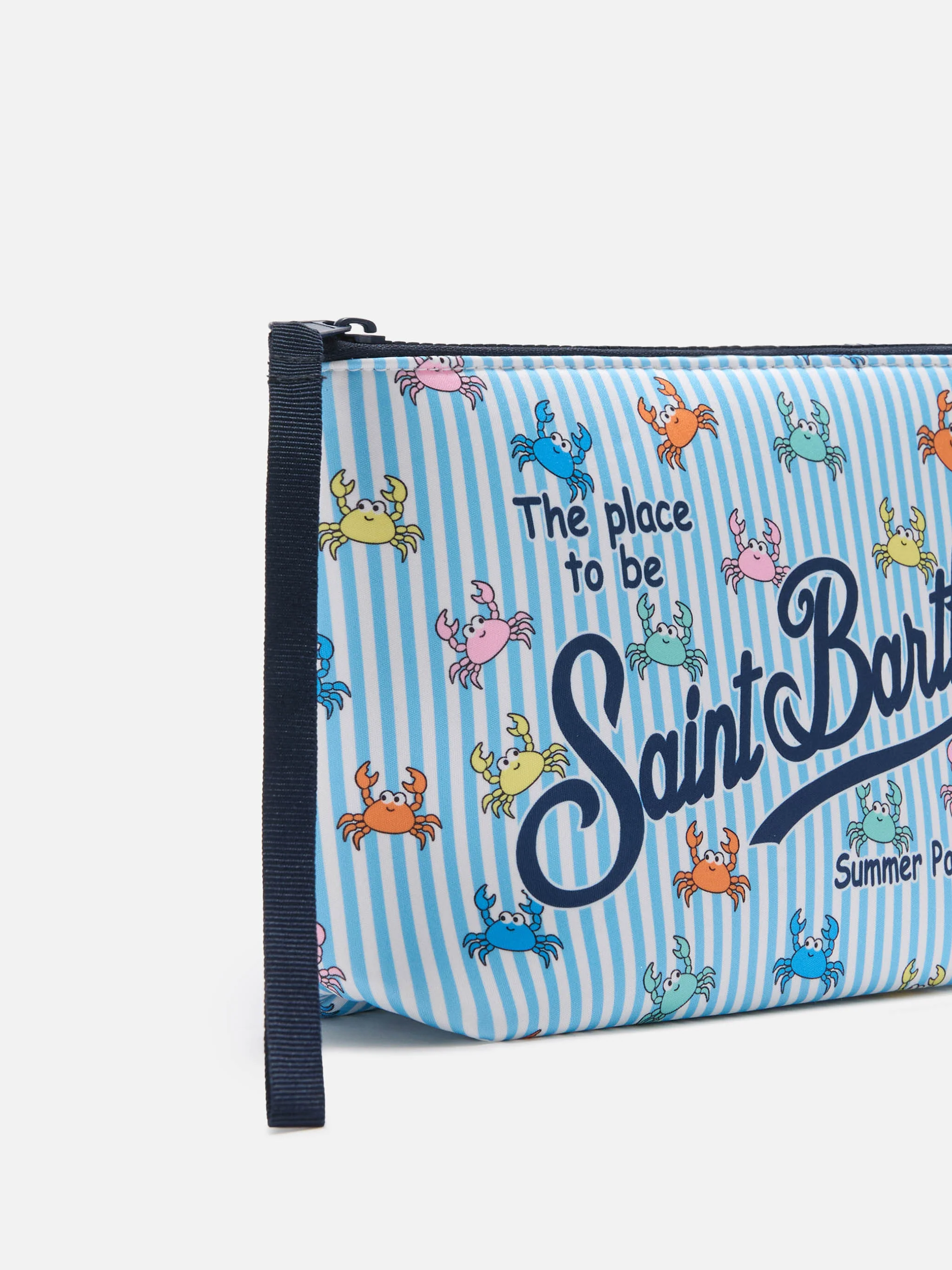 Pochette Aline in scuba a righe azzurre con stampa granchietti - Image 2