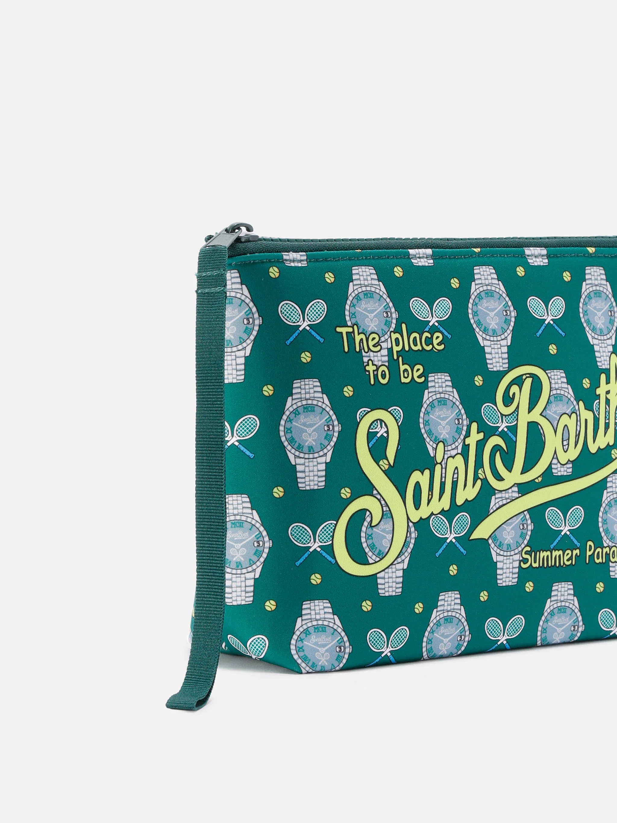Pochette Aline in scuba con stampa Tennis e Orologi - Image 2