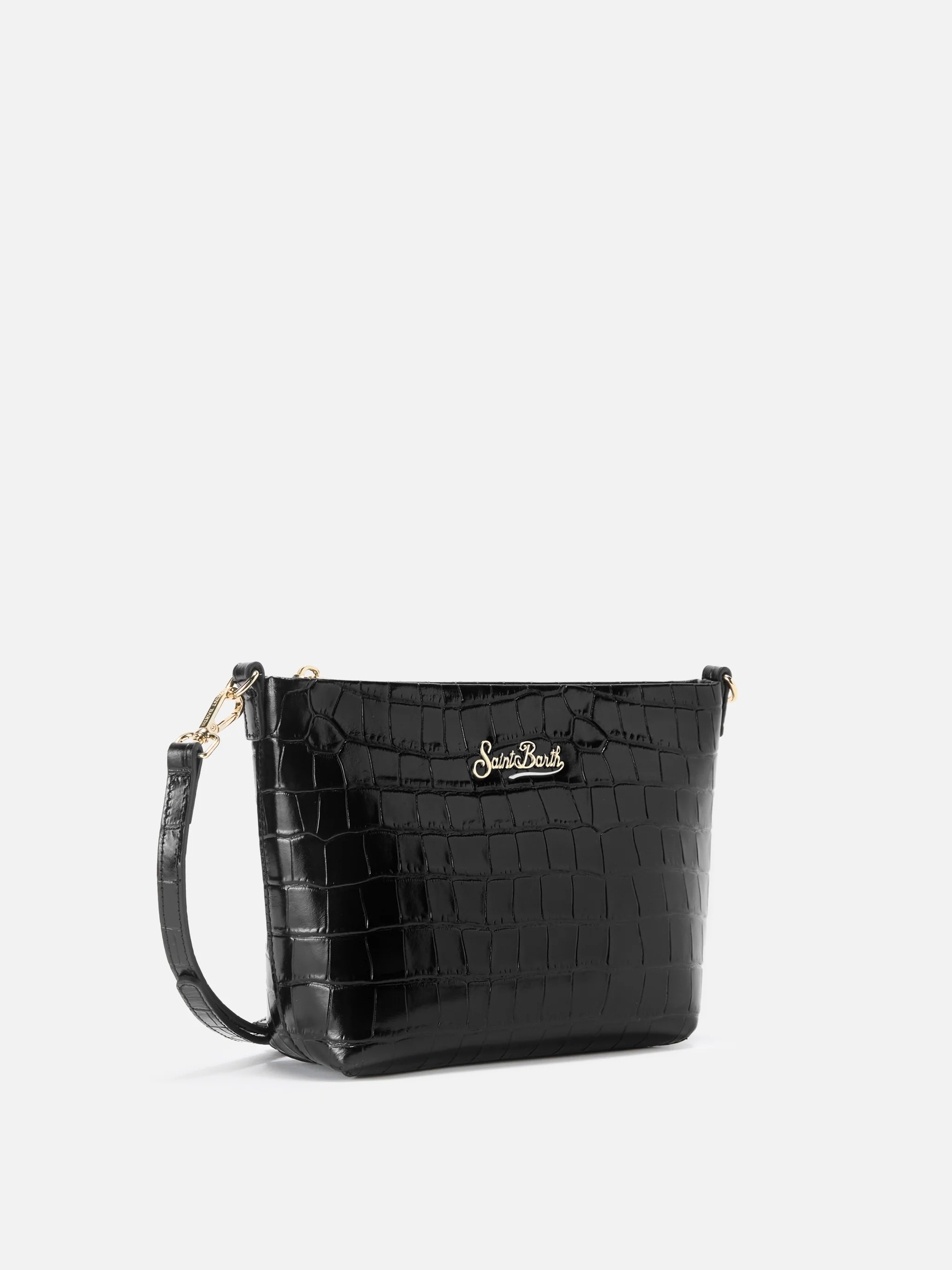 Borsa a spalla Aline Bag in pelle stampa cocco nera - Image 3