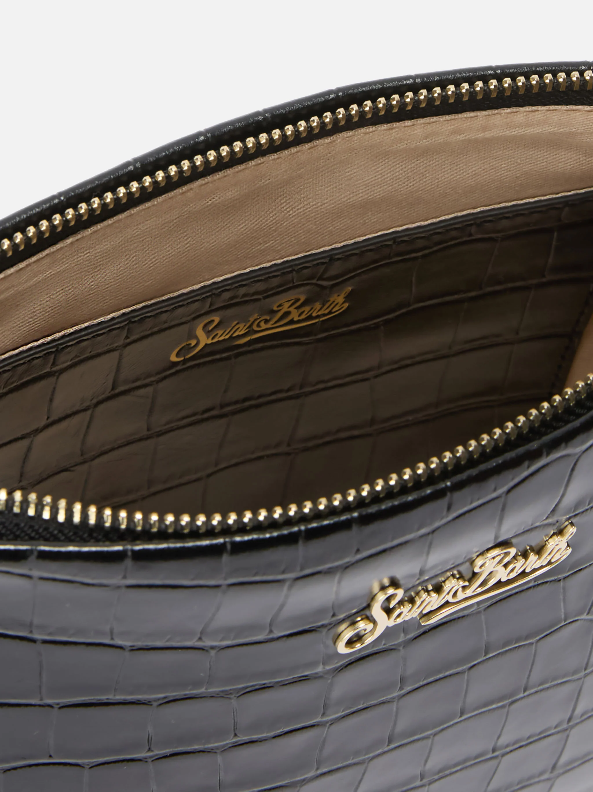 Borsa a spalla Aline Bag in pelle stampa cocco nera - Image 5