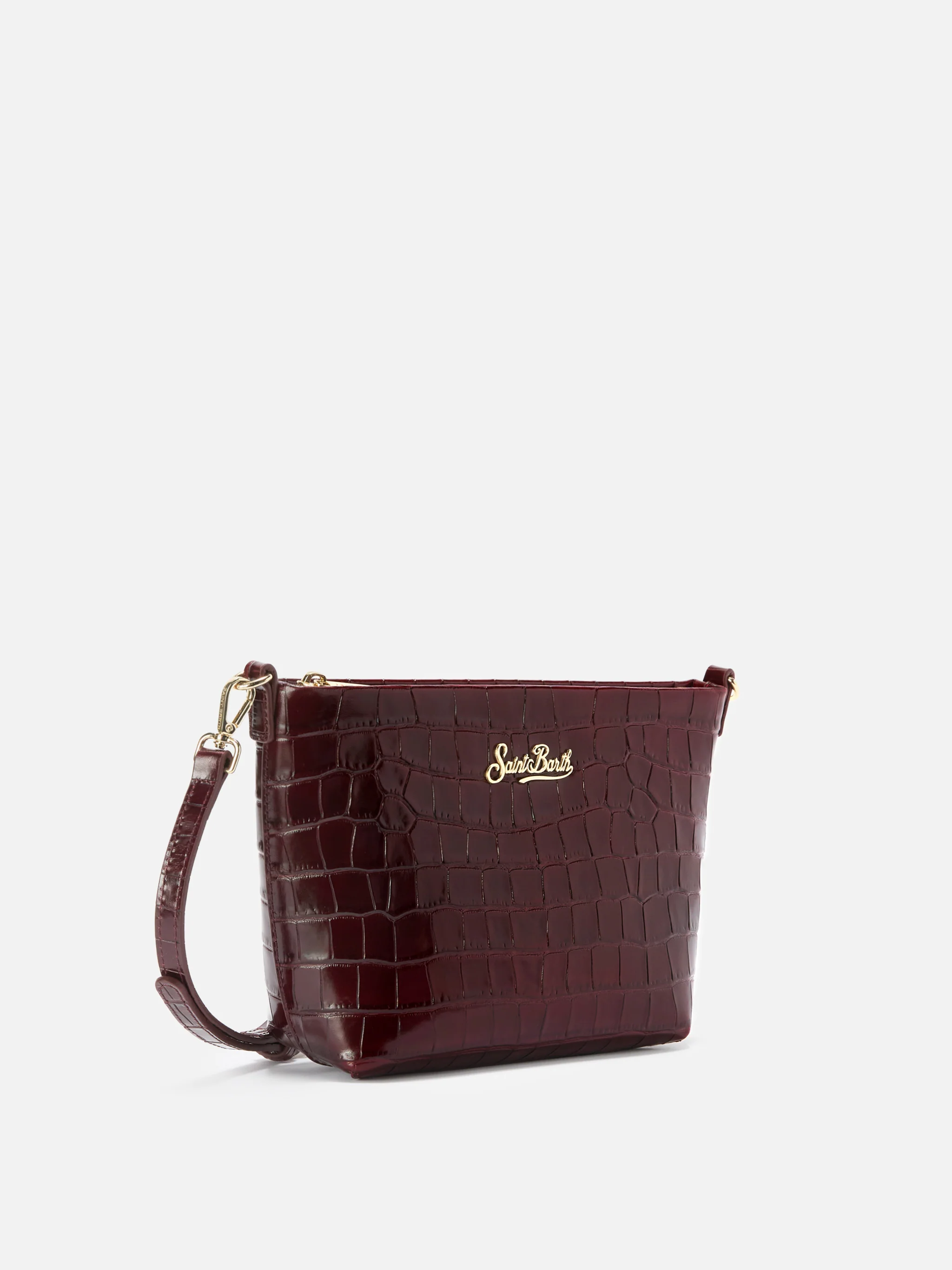 Borsa a spalla Aline Bag in pelle stampa cocco bordeaux - Image 3