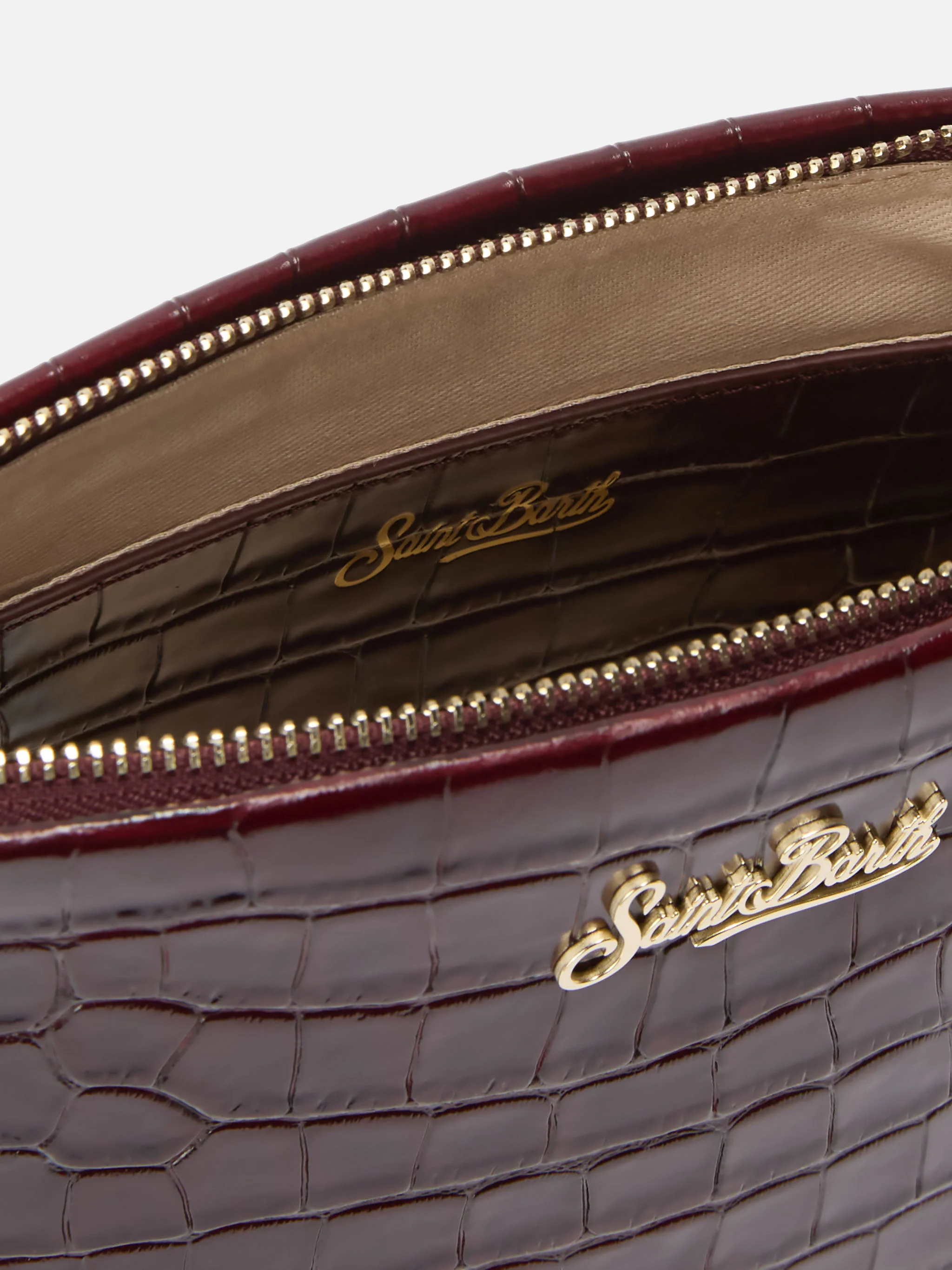 Borsa a spalla Aline Bag in pelle stampa cocco bordeaux - Image 5