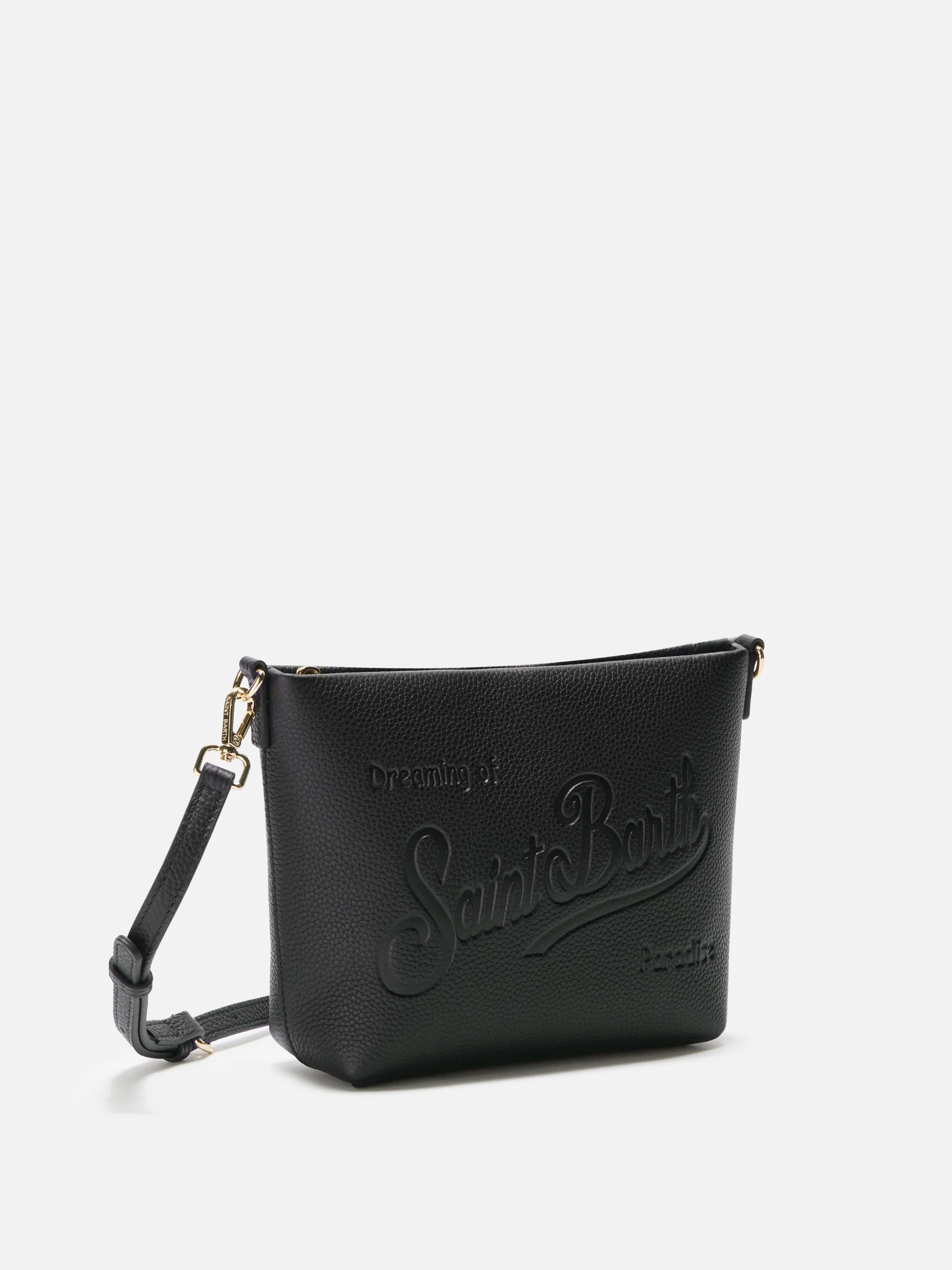 Borsa a spalla Aline Bag in pelle martellata nera - Image 3