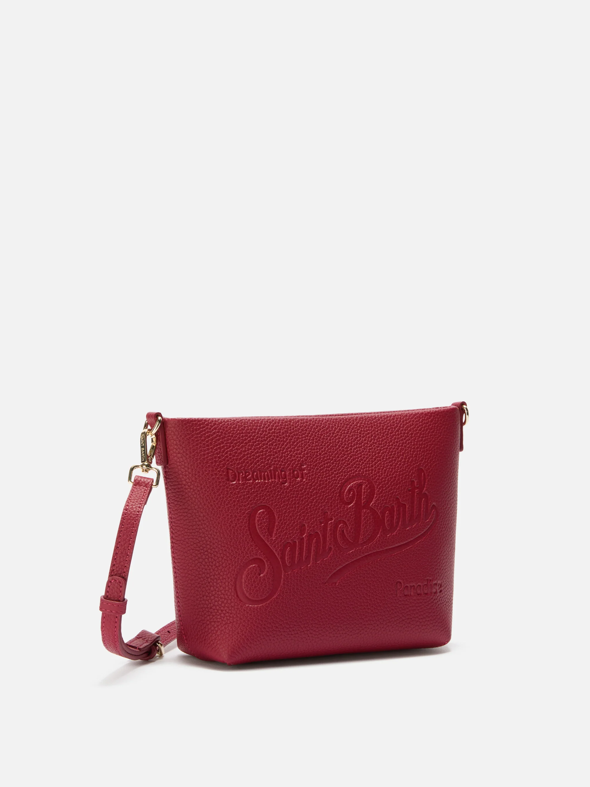 Borsa a spalla Aline Bag in pelle martellata bordeaux - Image 3
