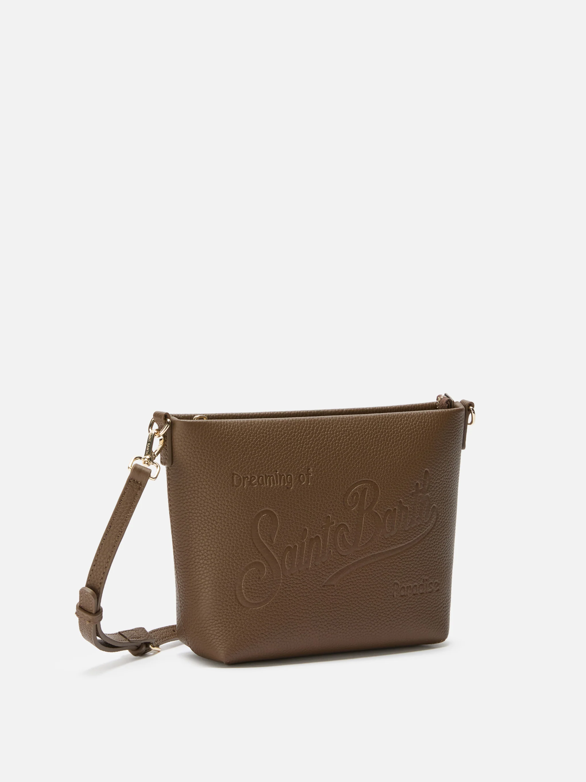 Borsa a spalla Aline Bag in pelle martellata marrone - Image 3
