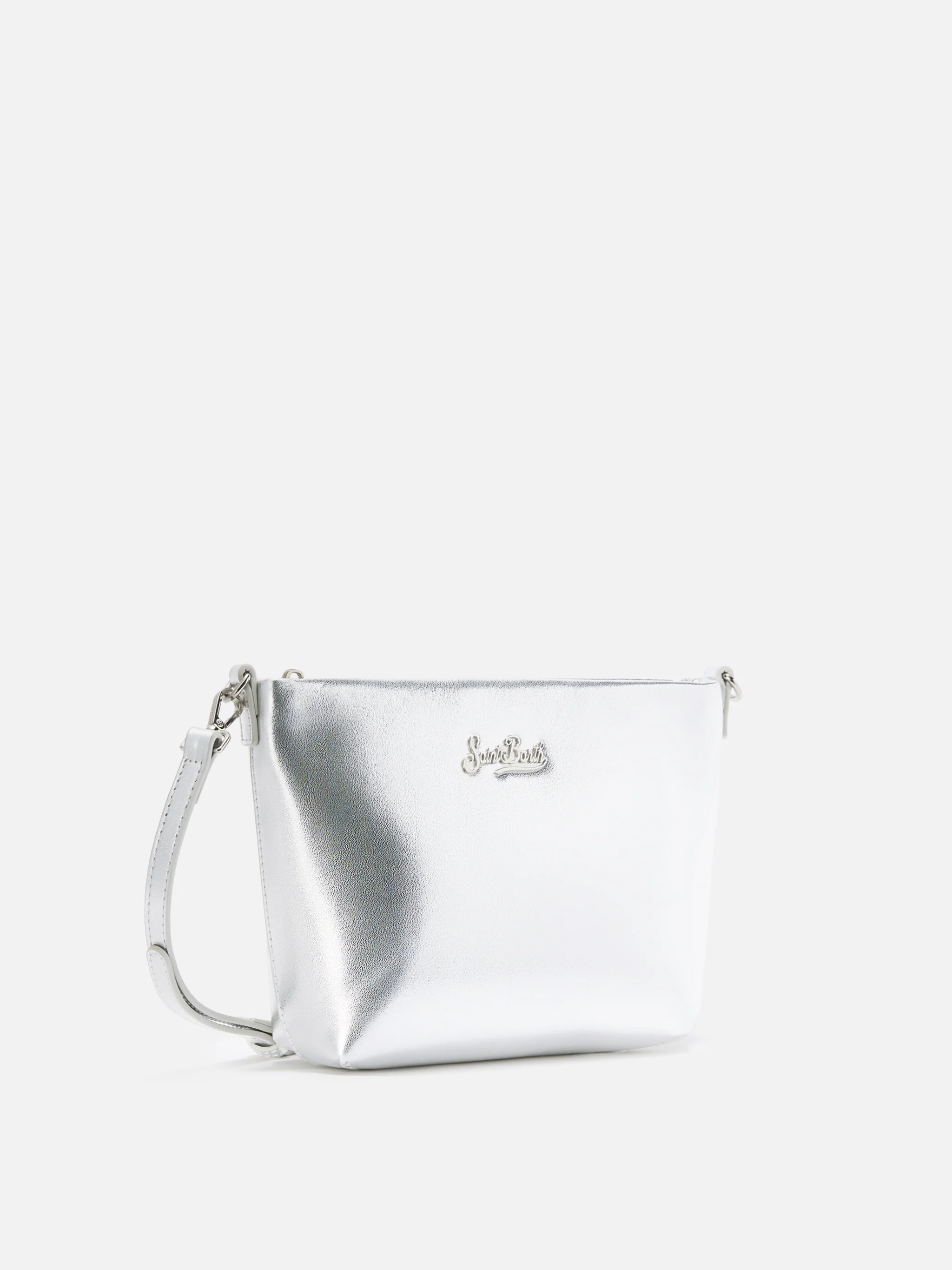 Borsa a spalla Aline Bag in pelle laminata argento - Image 3