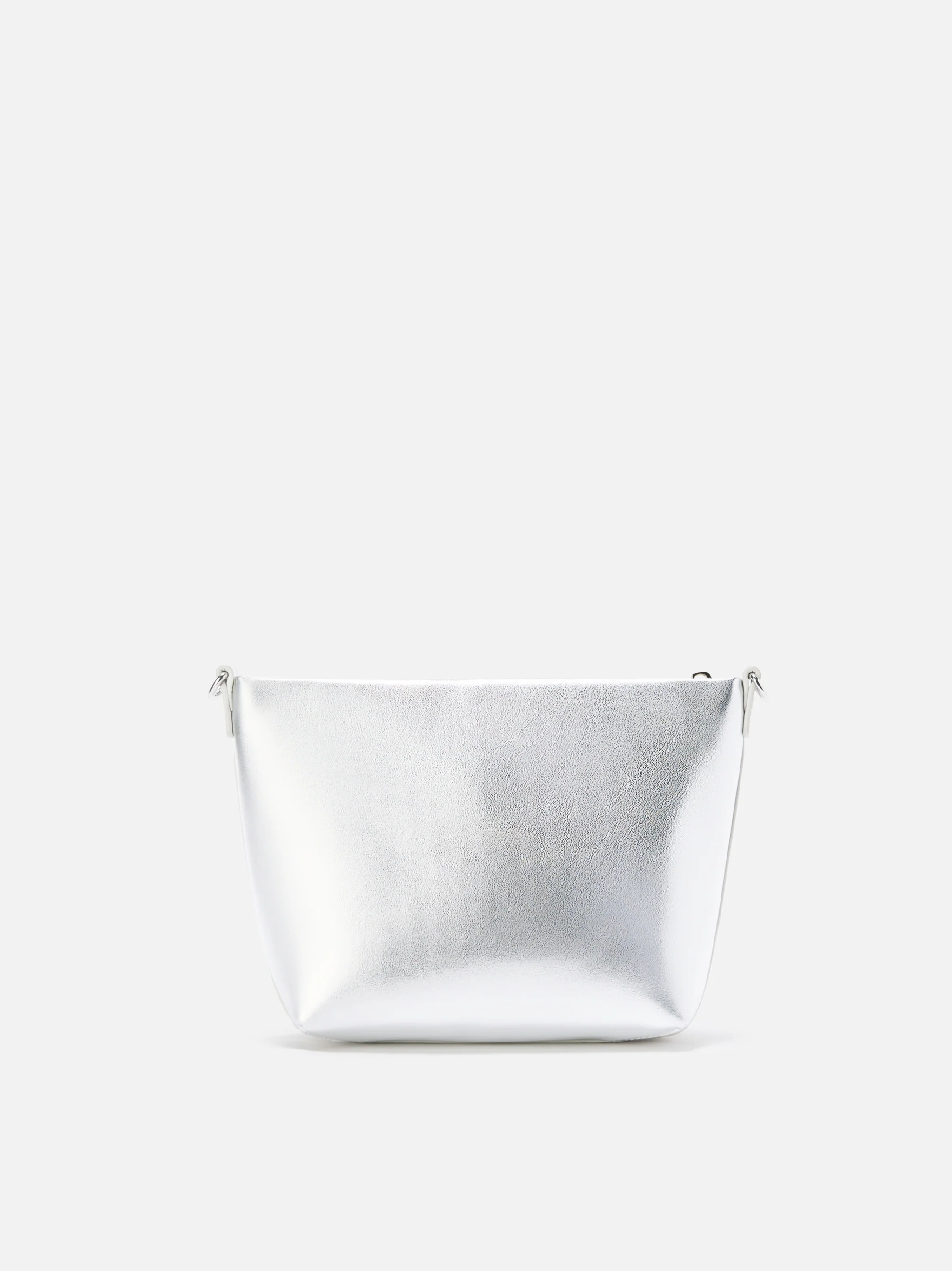 Borsa a spalla Aline Bag in pelle laminata argento - Image 4