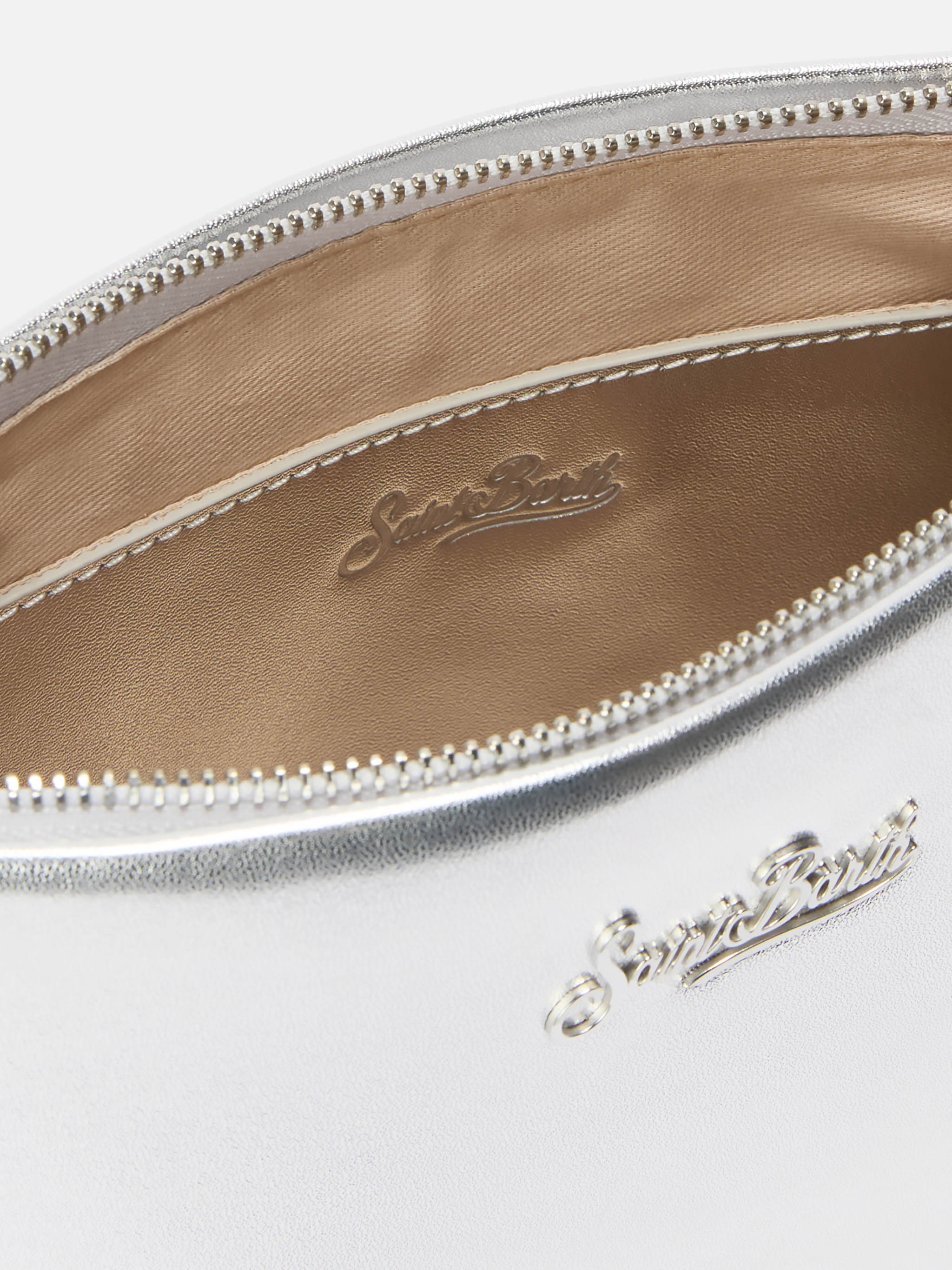 Borsa a spalla Aline Bag in pelle laminata argento - Image 5