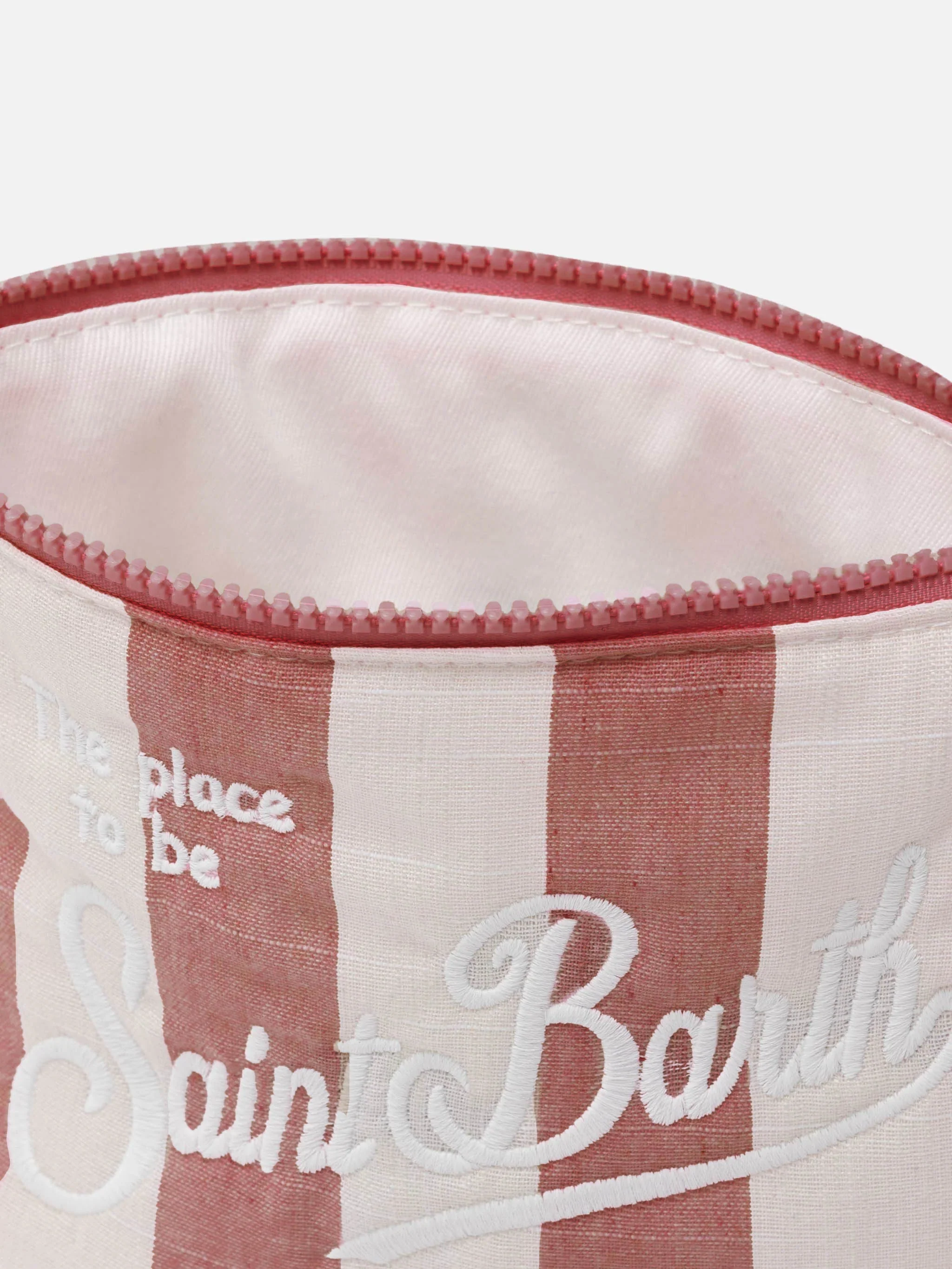 Pochette Aline soft in cotone lino con stampa a righe - Image 3