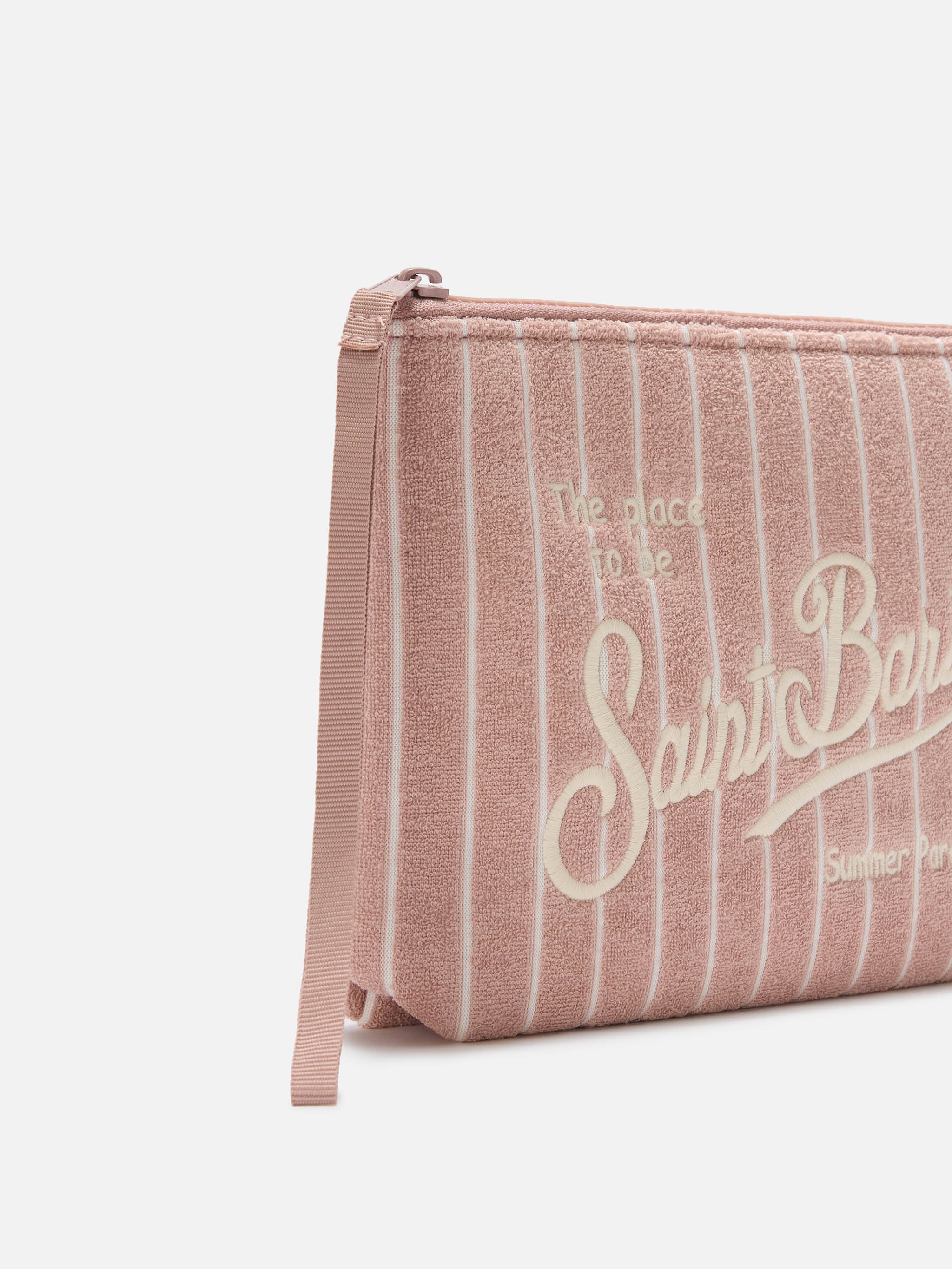 Pochette Aline rosa chiara effetto spugna con fantasia a righe in rilievo - Image 2