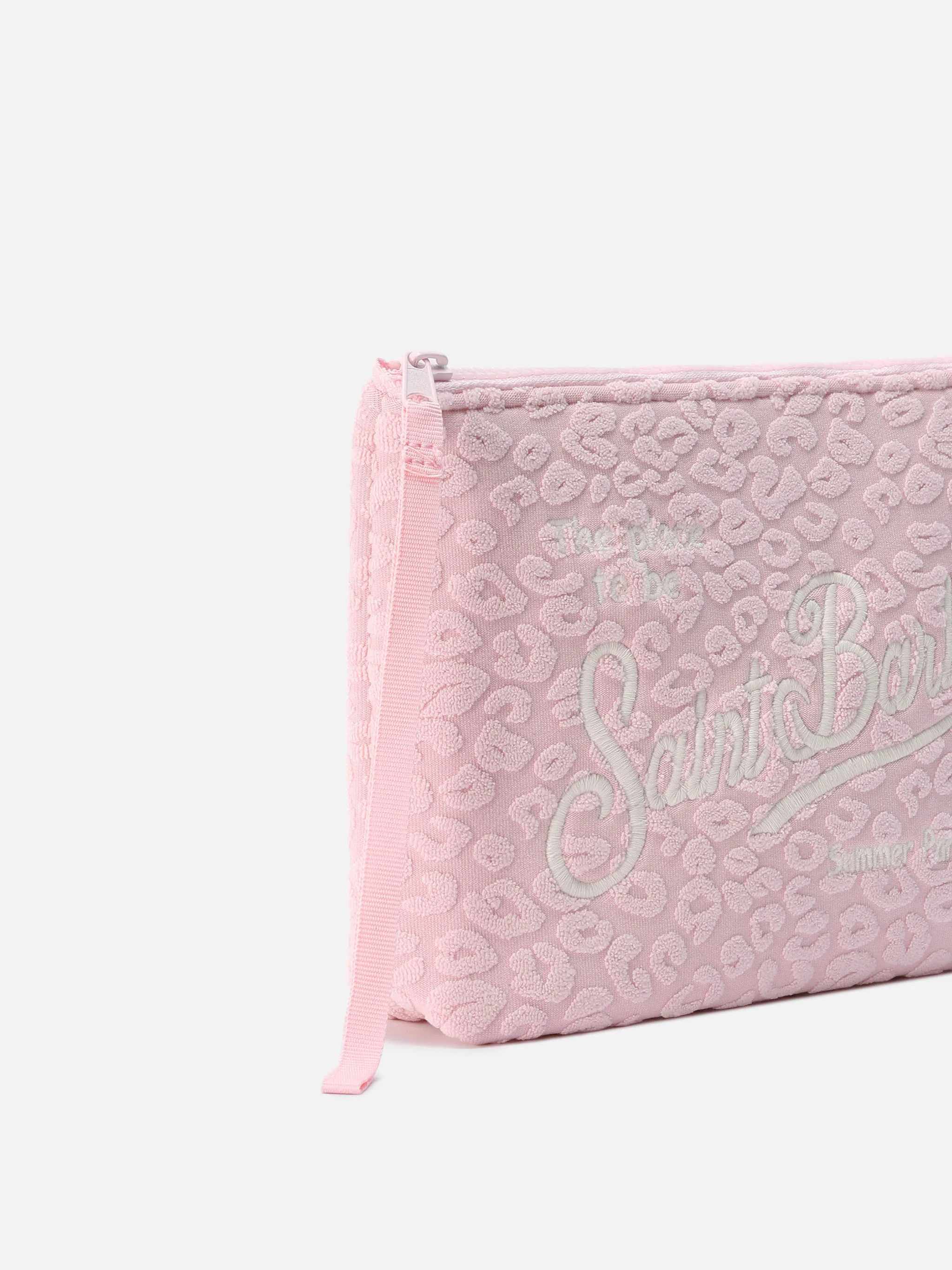 Pochette Aline effetto spugna rosa con motivo leopardato in rilievo - Image 2