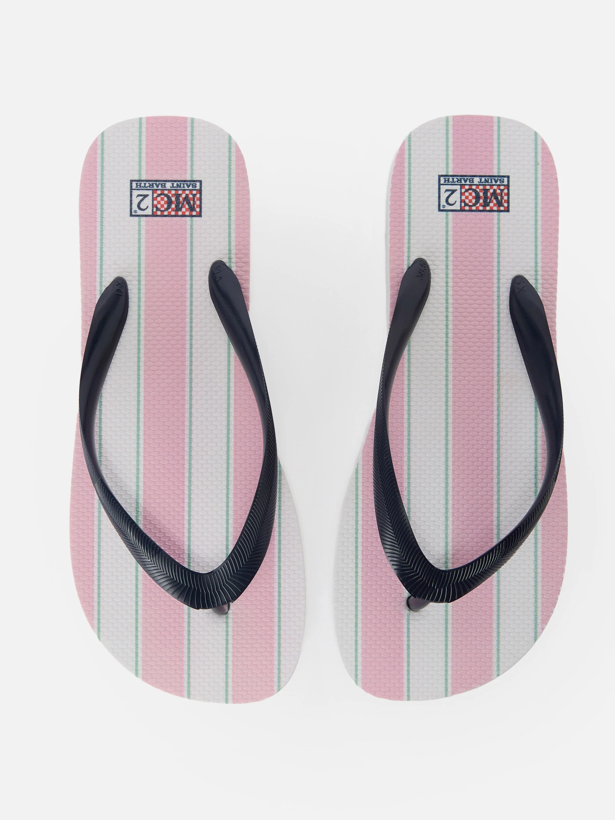 Infradito Alma slip-on in gomma con stampa a righe rosa e bianche - Image 2