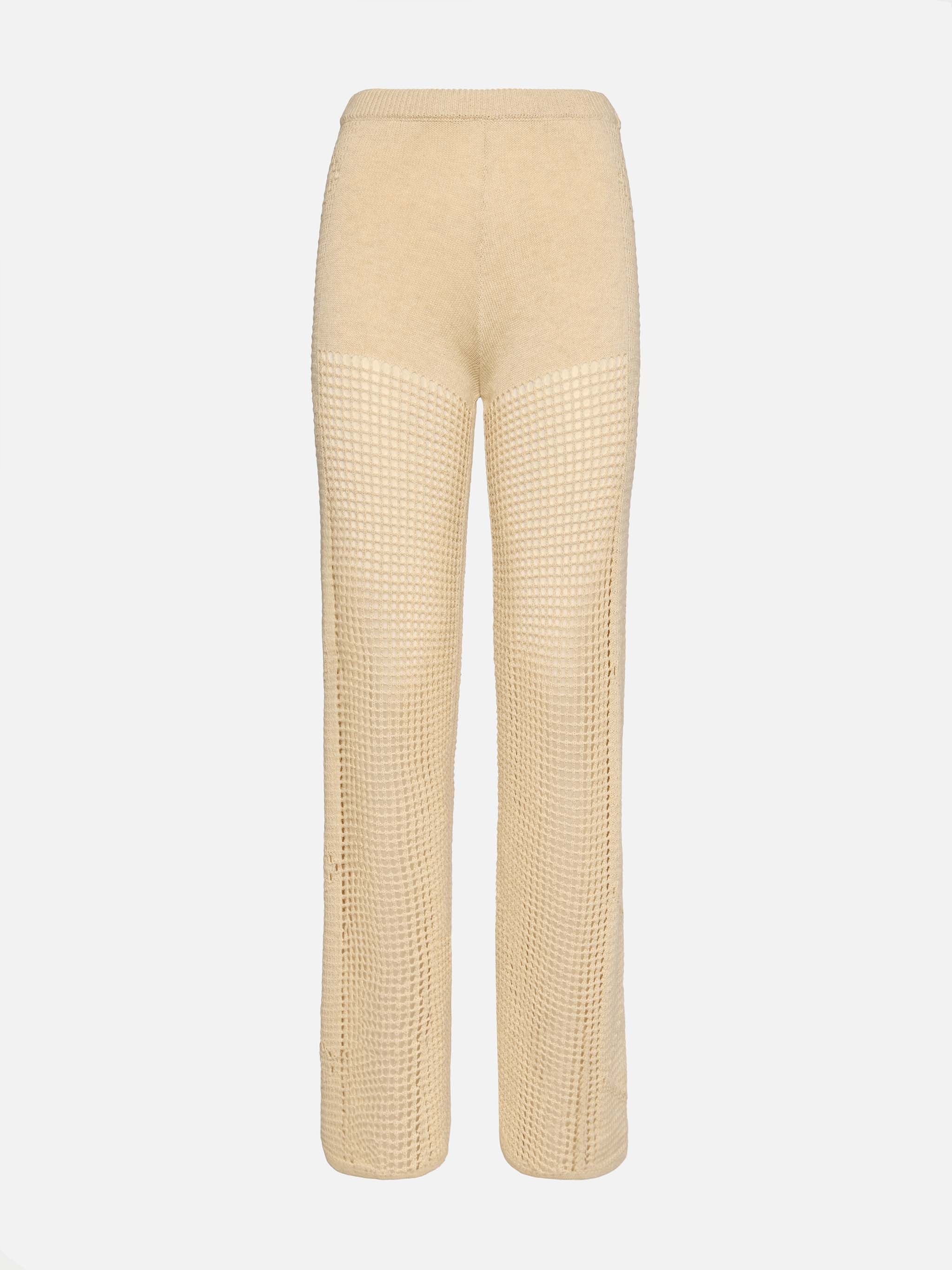 Pantaloni flare in crochet beige Alva - Image 5