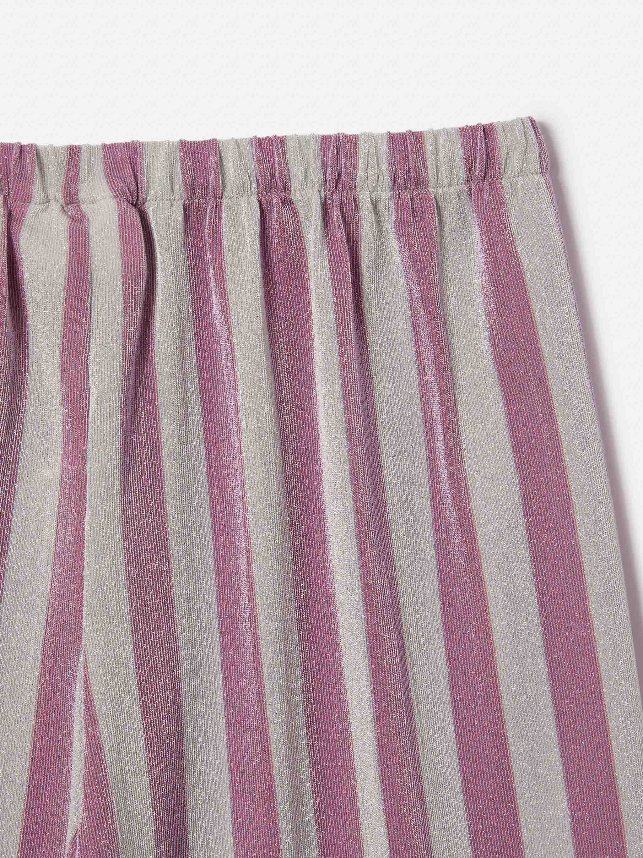 Pantalone Amalia Jr in lurex a righe rosa e argento - Image 2