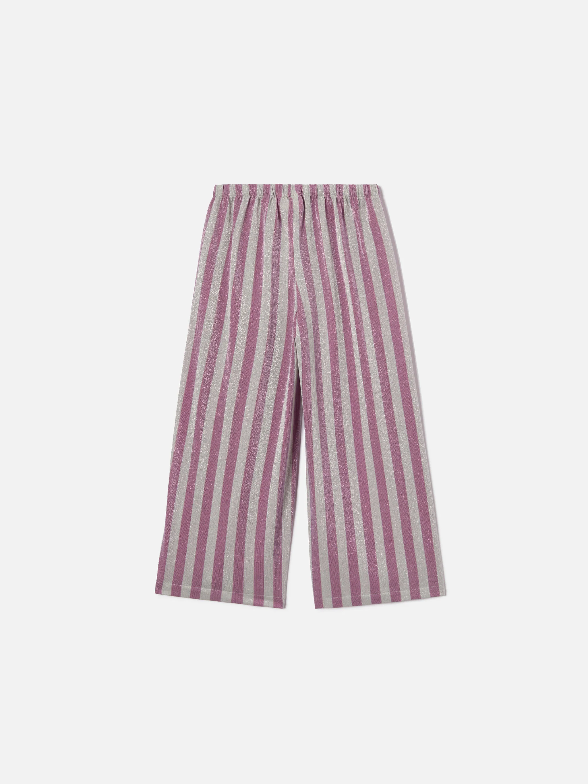 Pantalone Amalia Jr in lurex a righe rosa e argento - Image 3