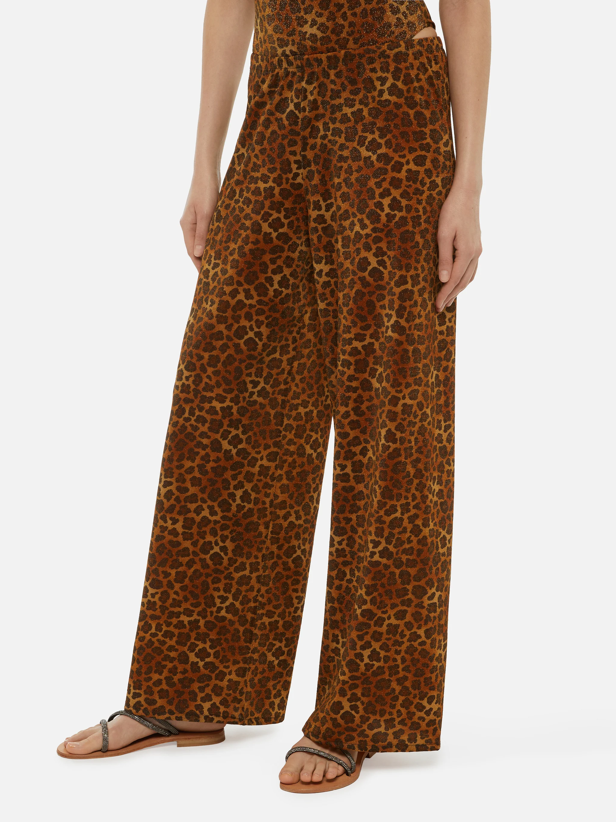Pantaloni a gamba larga Amalia in lurex leopardato - Image 2