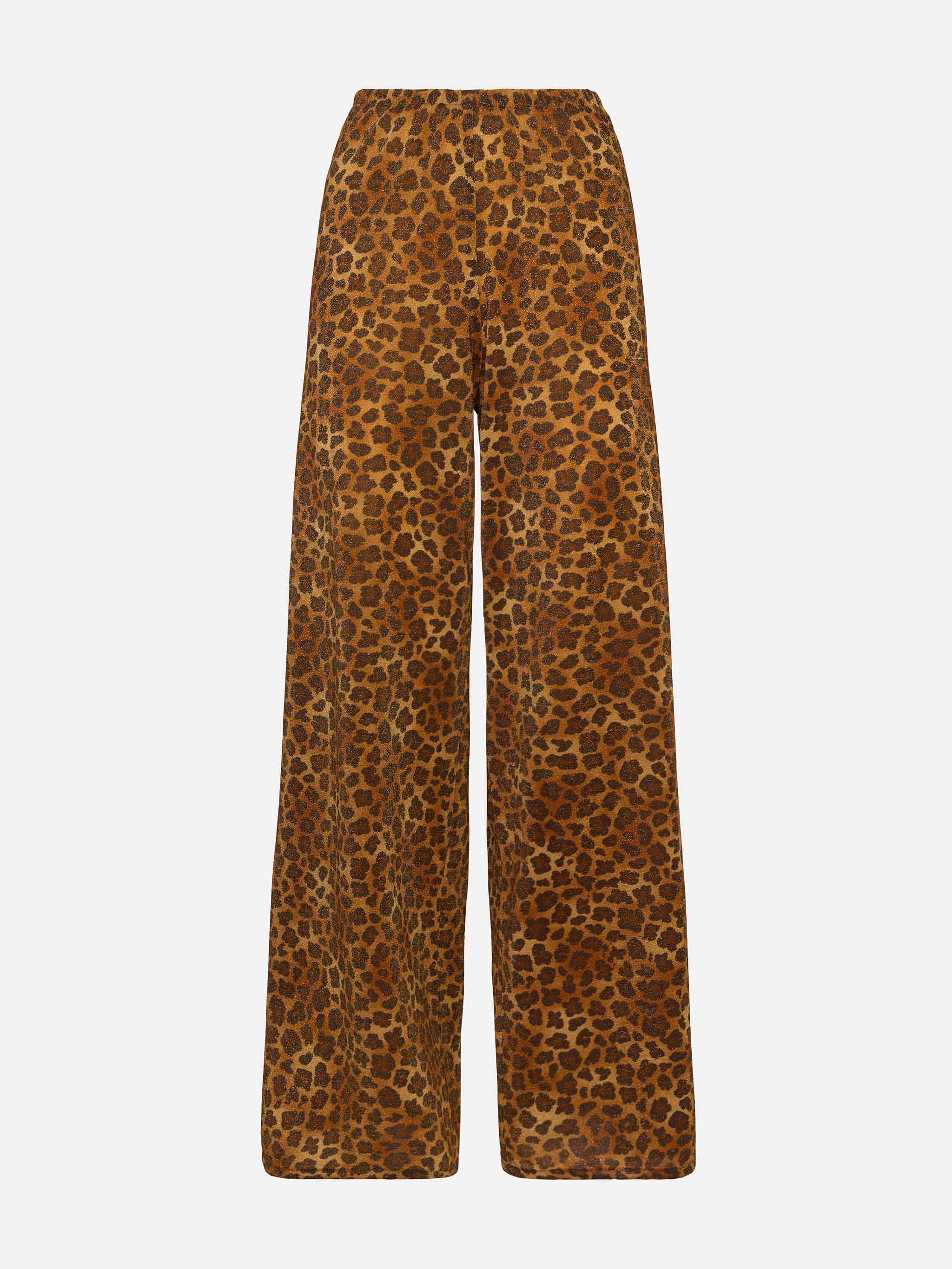 Pantaloni a gamba larga Amalia in lurex leopardato - Image 3